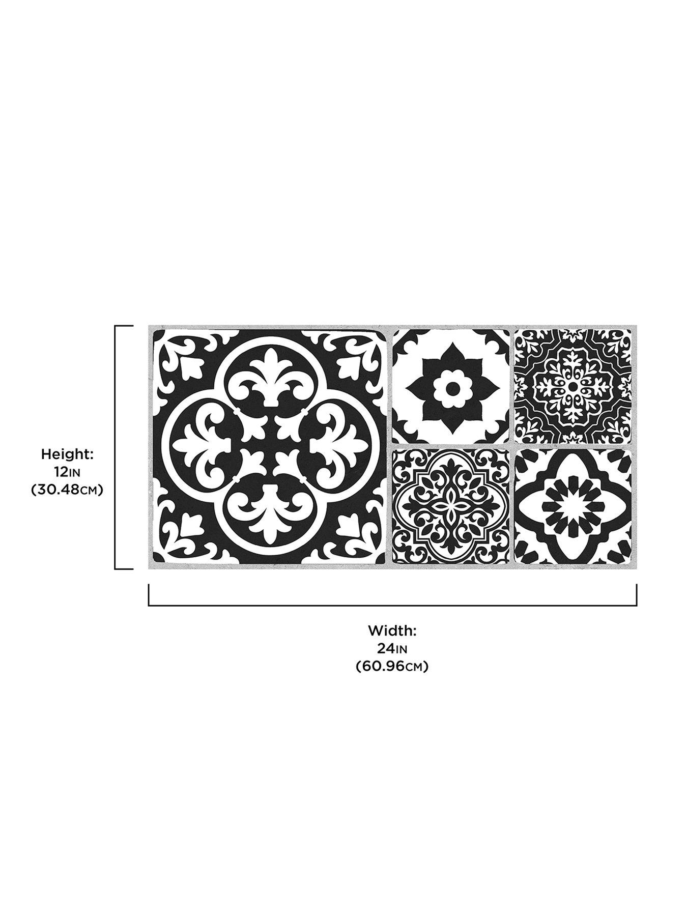 Image 2 of 4 of Floor Pops Pack of 6 Valencia Charcoal Peel &amp; Stick Floor Tiles