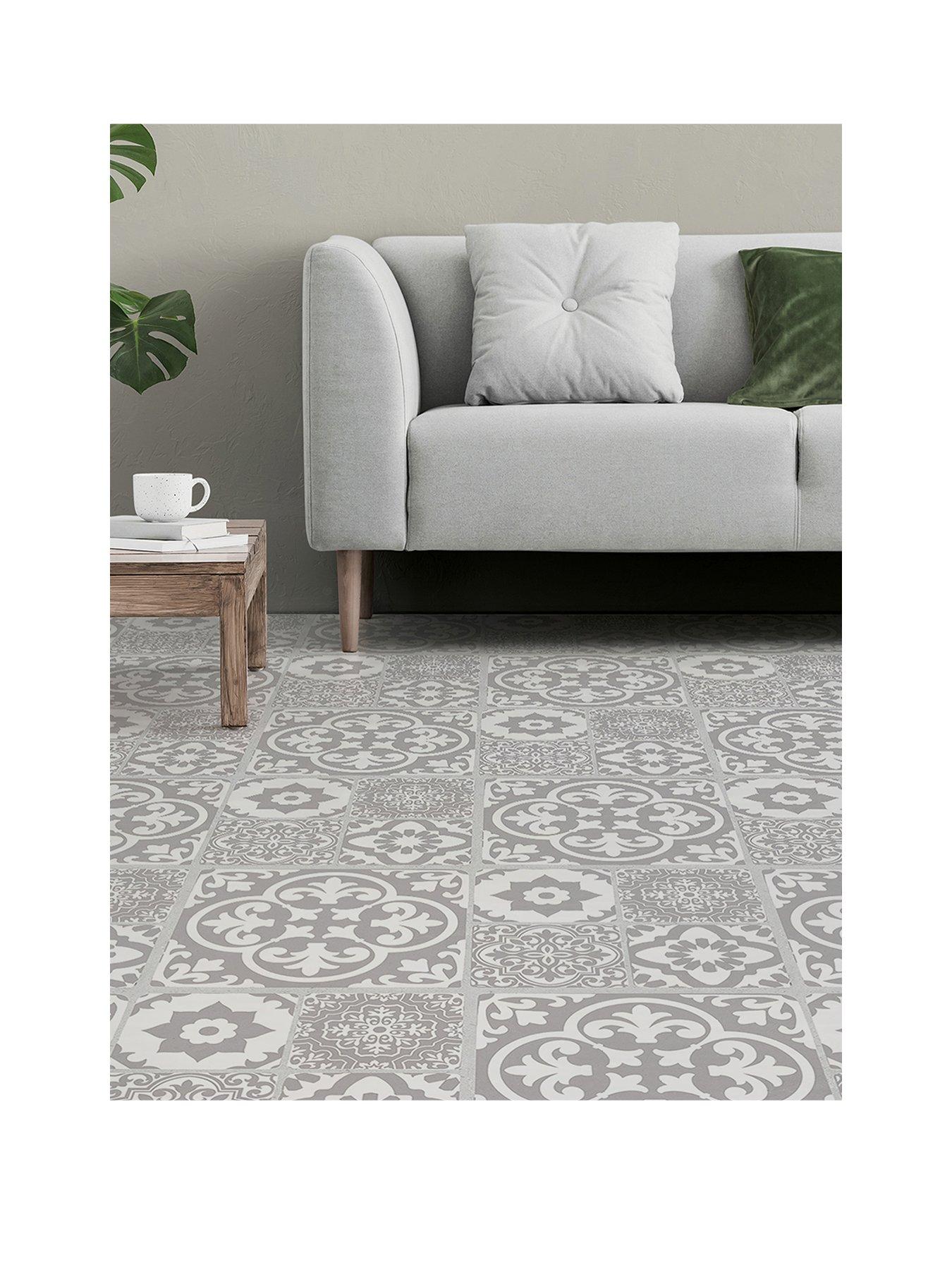 undefined Pack of 6 Valencia Grey Peel  &  Stick Floor Tiles