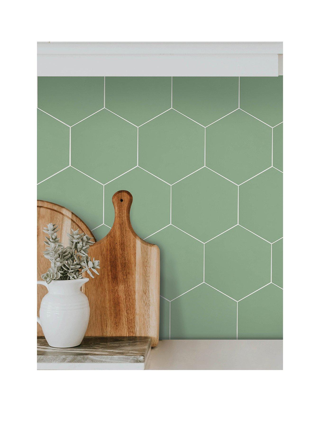 undefined Hexagon Green Peel & Stick Luxury Wall Tiles