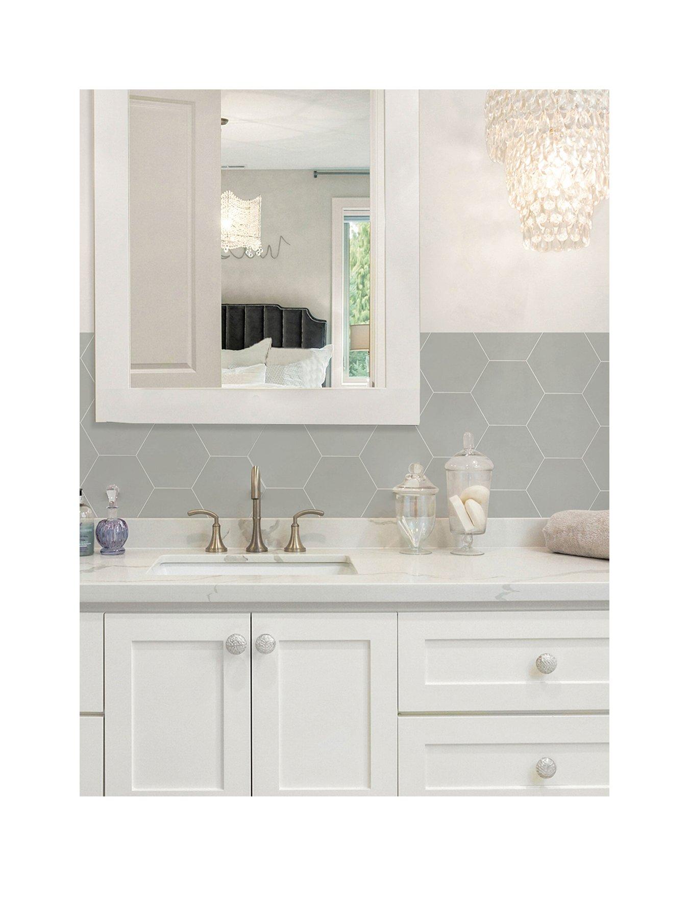 undefined Hexagon Grey Peel & Stick Luxury Wall Tiles