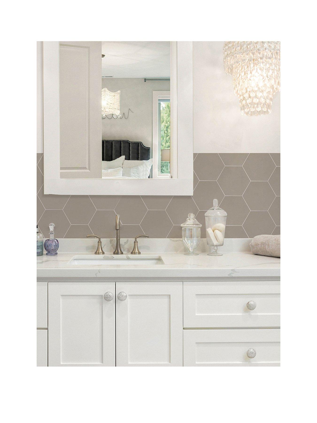 undefined Hexagon Beige Peel & Stick Luxury Wall Tiles