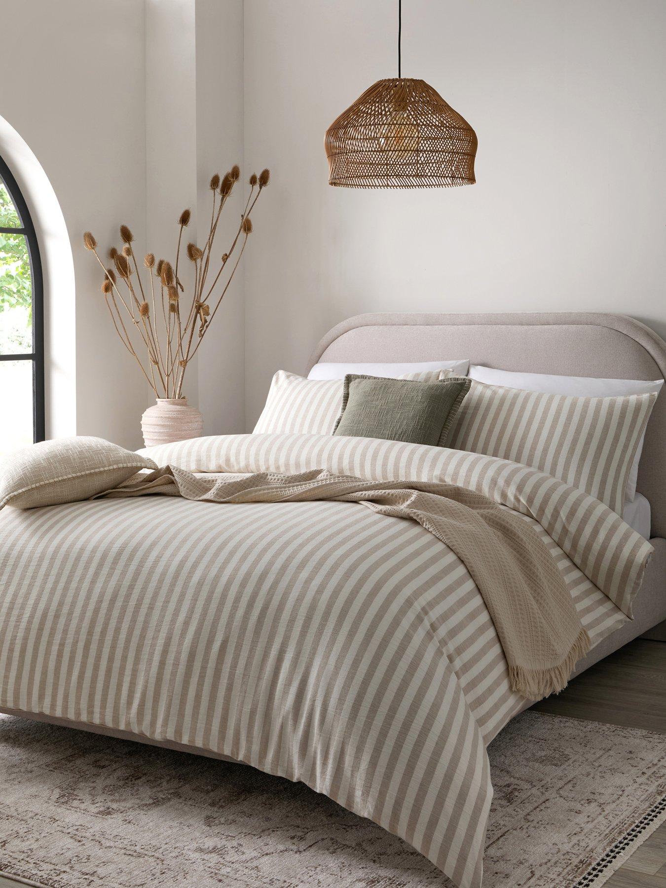 undefined Relaxed Linen Mix Stripe Duvet Set - Sk
