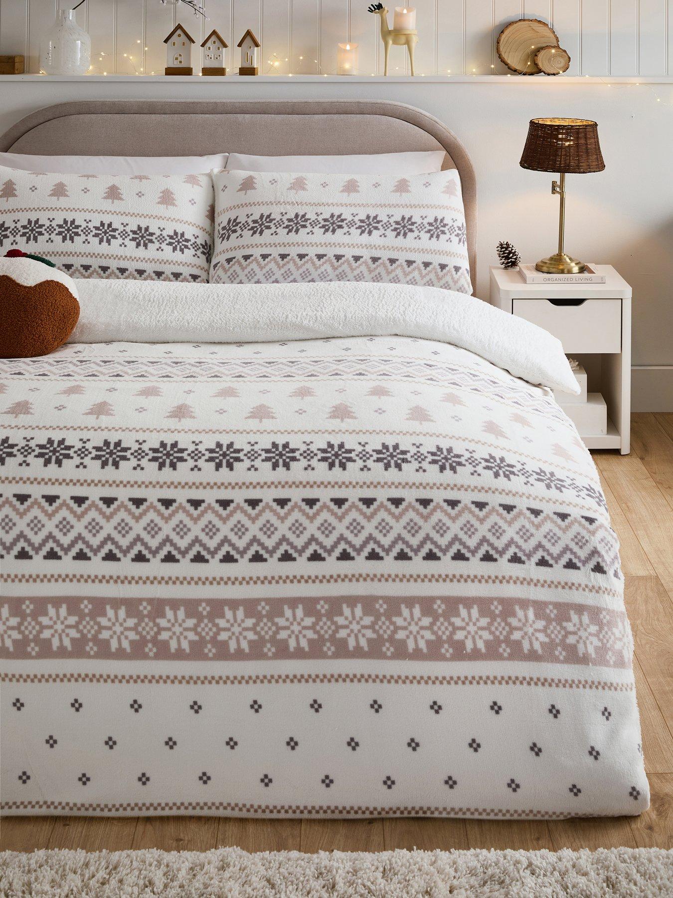 Image 1 of 5 of The Very Collection Fairisle Printed Fleece Duvet Cover&nbsp;Set