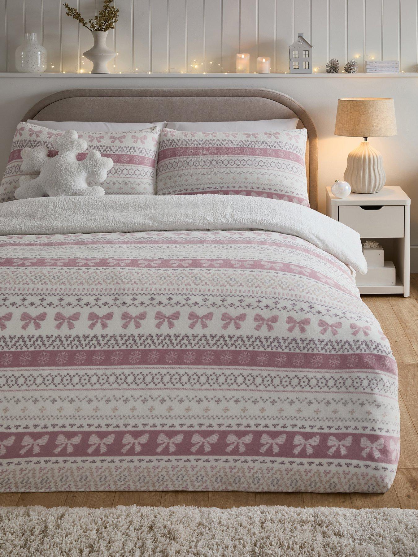 undefined Bow Fairisle Printed Fleece Duvet Set - Ks