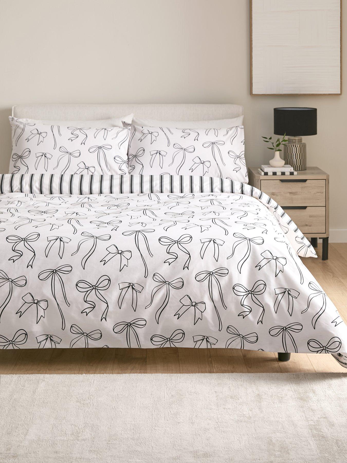 very-home-bow-and-stripenbspprint-duvet-covernbspset