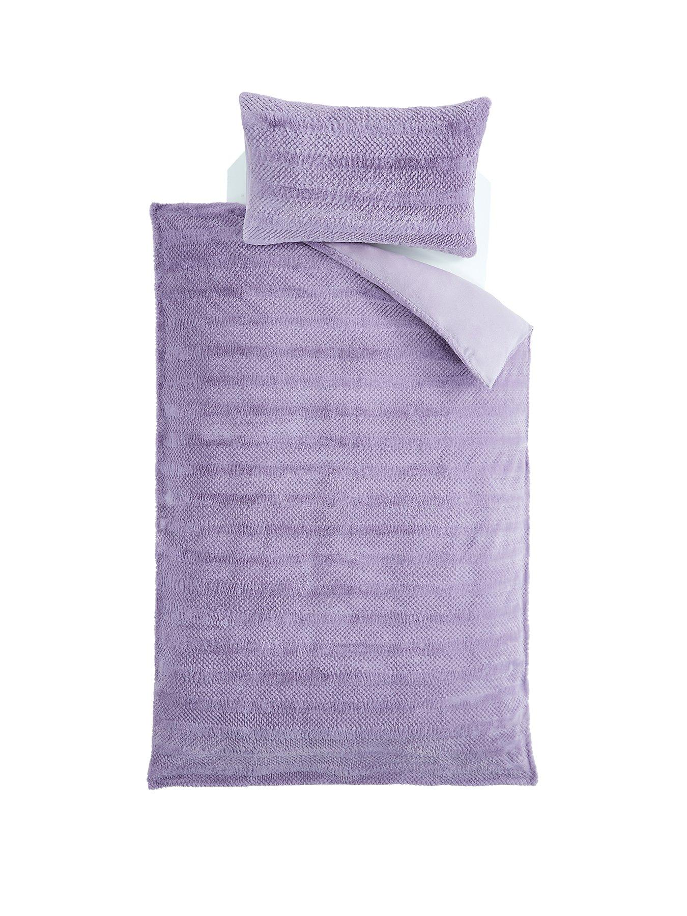 Image 2 of 5 of The Very Collection Embossed Faux Fur Stripe Duvet Cover&nbsp;Set - Lilac