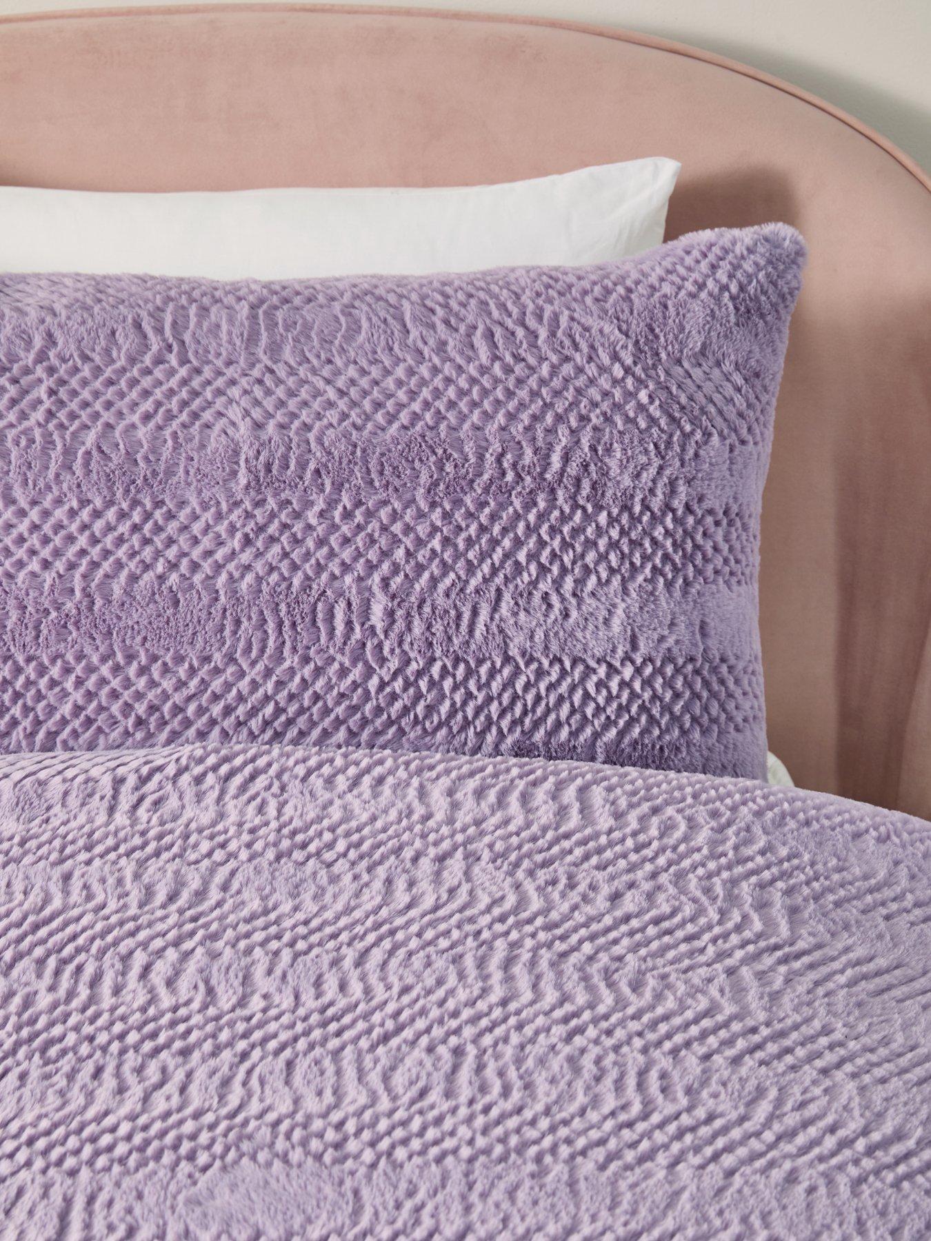 Image 3 of 5 of The Very Collection Embossed Faux Fur Stripe Duvet Cover&nbsp;Set - Lilac