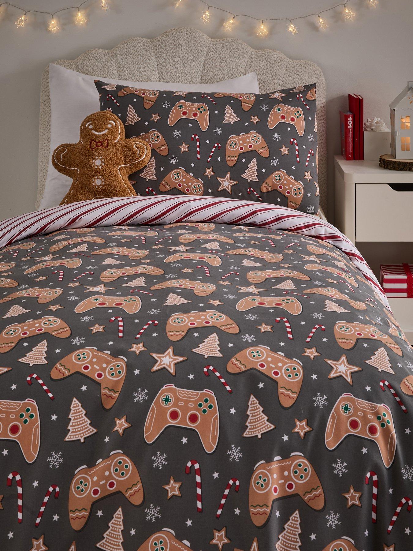 undefined Gingerbread Gamer Print Christmas Duvet Cover Set
