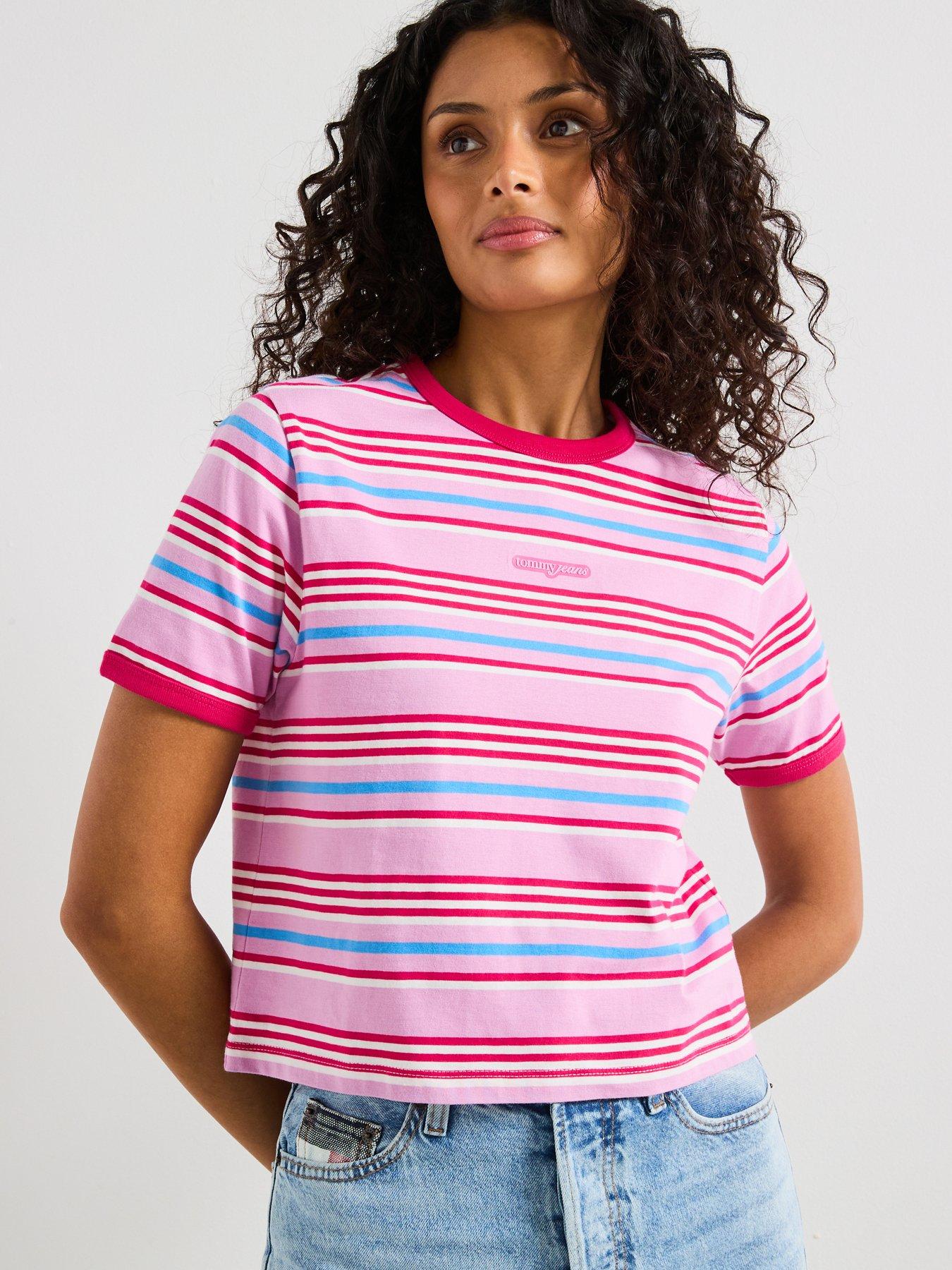 Tommy Jeans Script Stripe T-Shirt - Pink