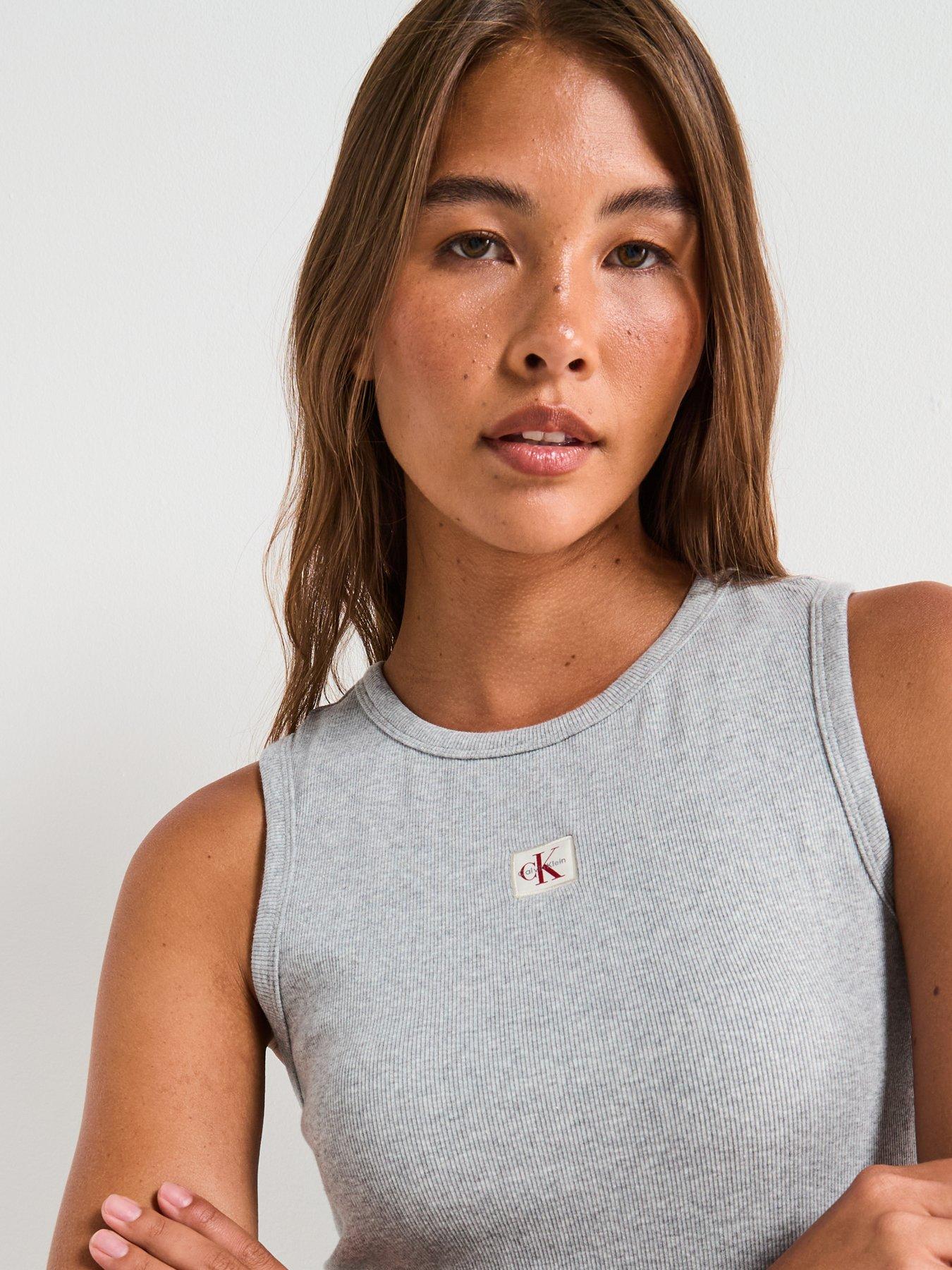 Image 4 of 5 of Calvin Klein Jeans Ribbed Vest - Grey