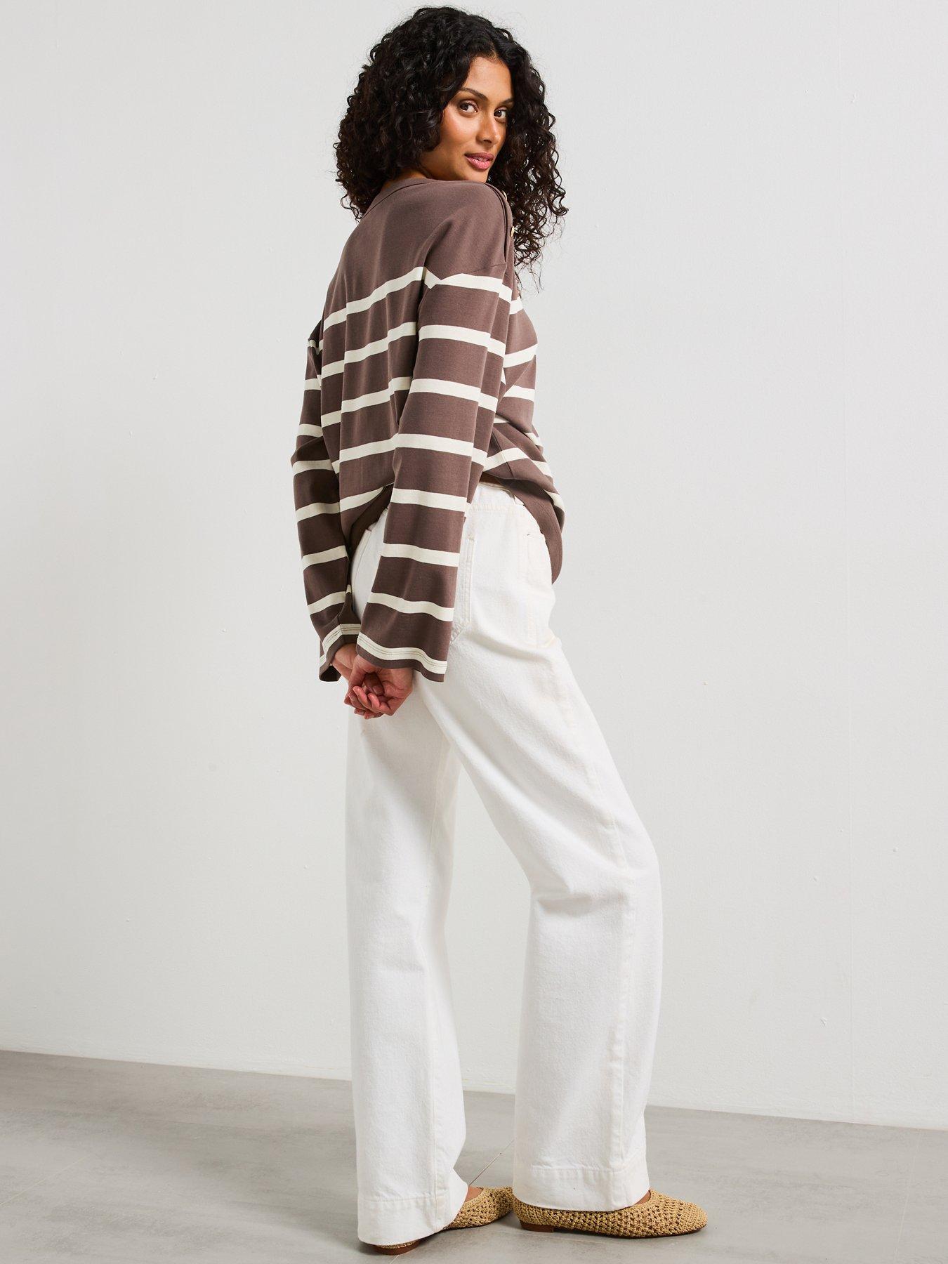 Image 2 of 6 of Tommy Hilfiger Boat Neck Long Sleeve Top - Brown
