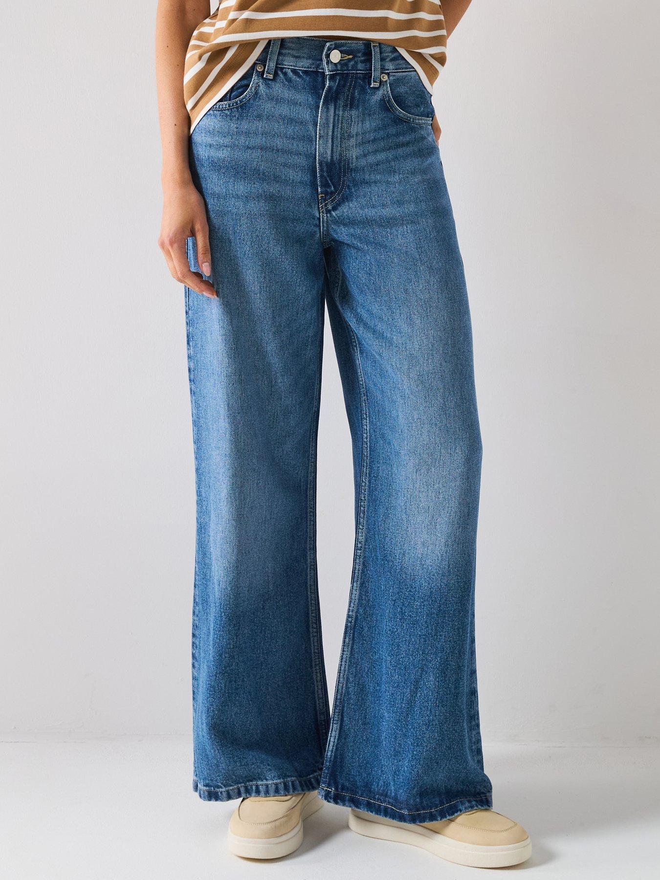 undefined Lana High Rise Wide Leg Jeans  - Blue