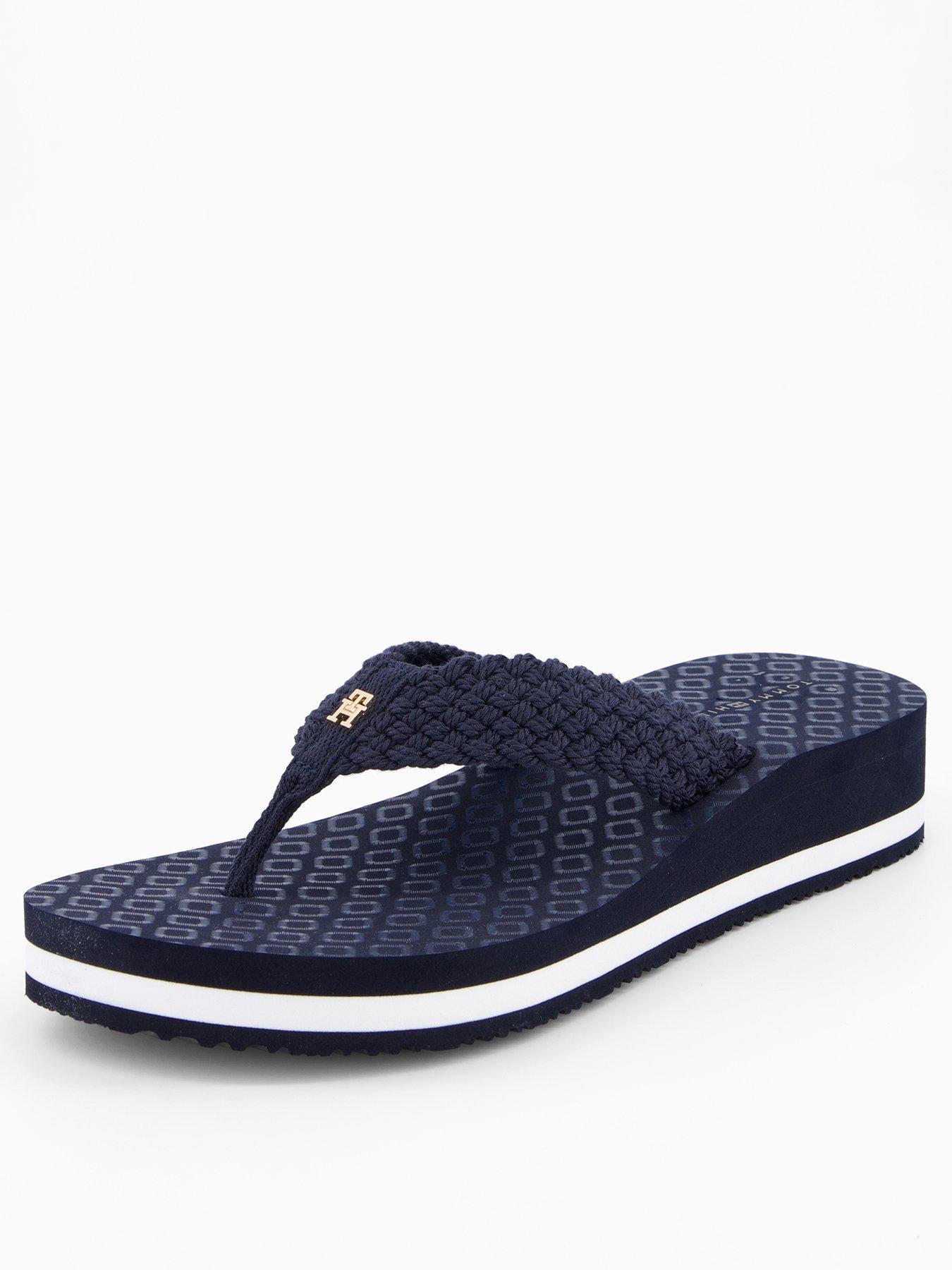 undefined Crochet Wedge Flip Flops - Space Blue