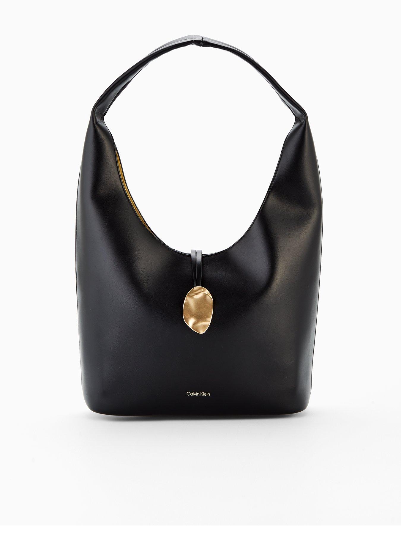 undefined Gold Detailed Fasten Shoulder Bag - Black