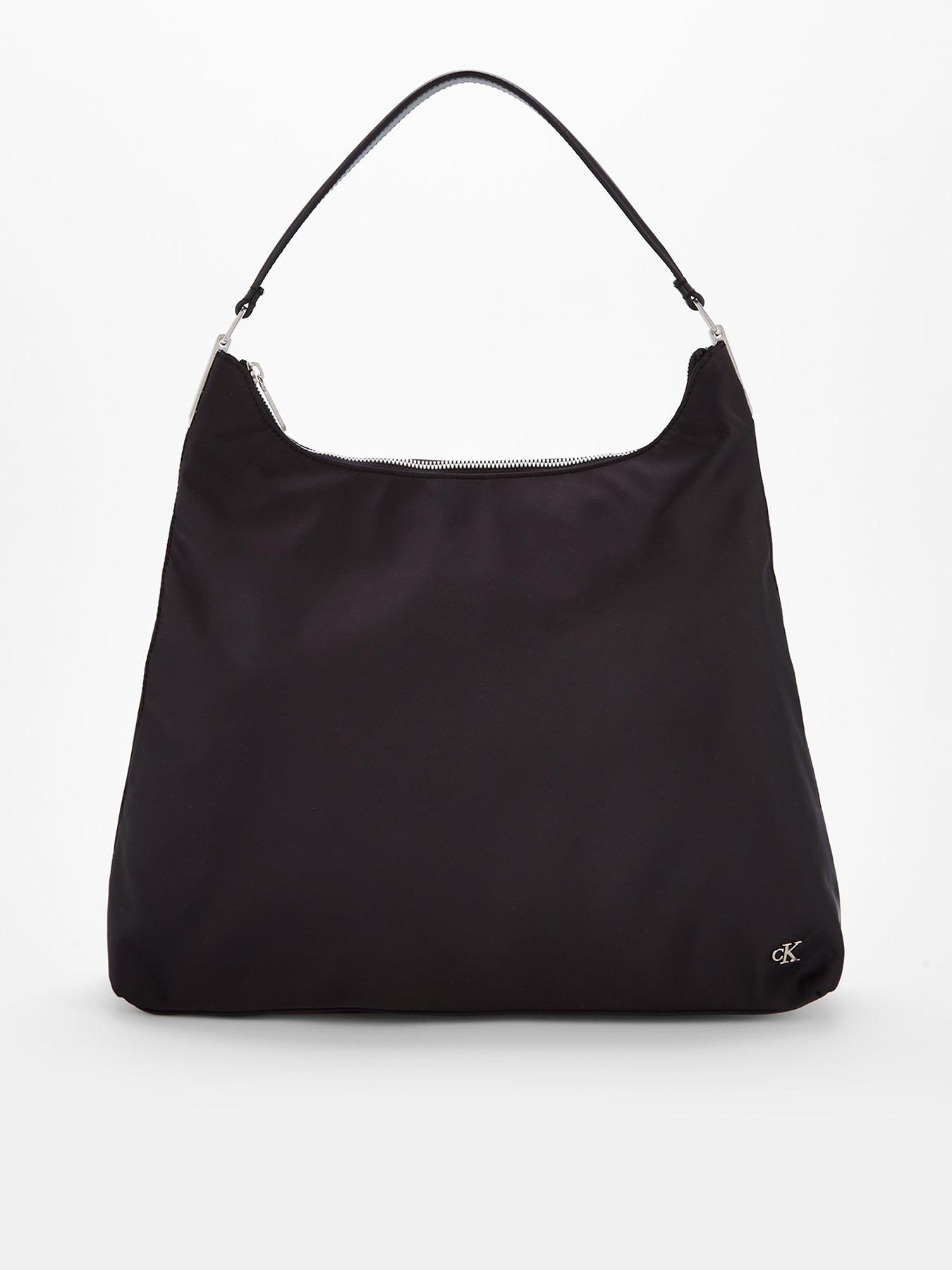 undefined Satin Nylon Large Shoulder Bag & Black