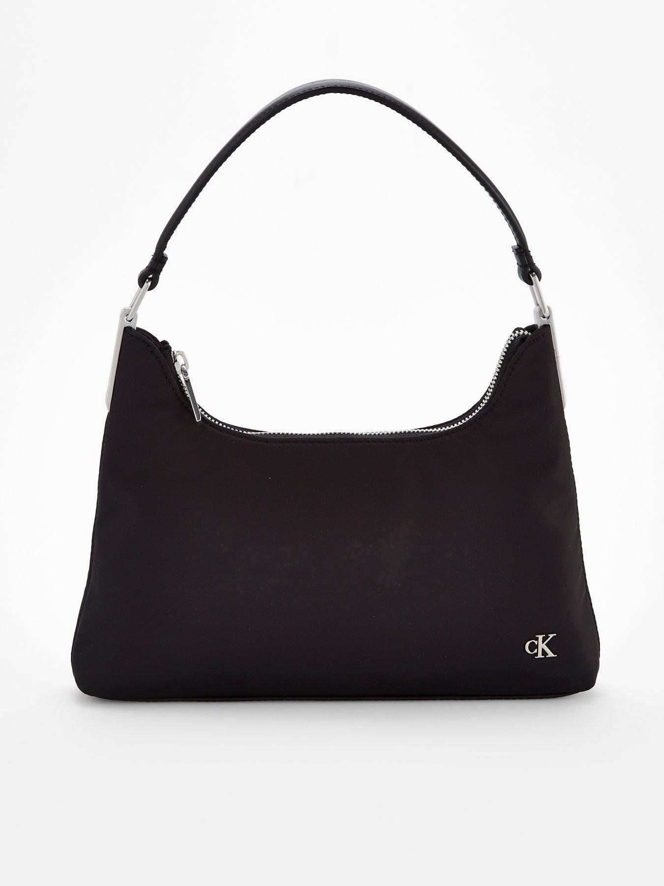 undefined Satin Nylon Large Shoulder Bag & Black