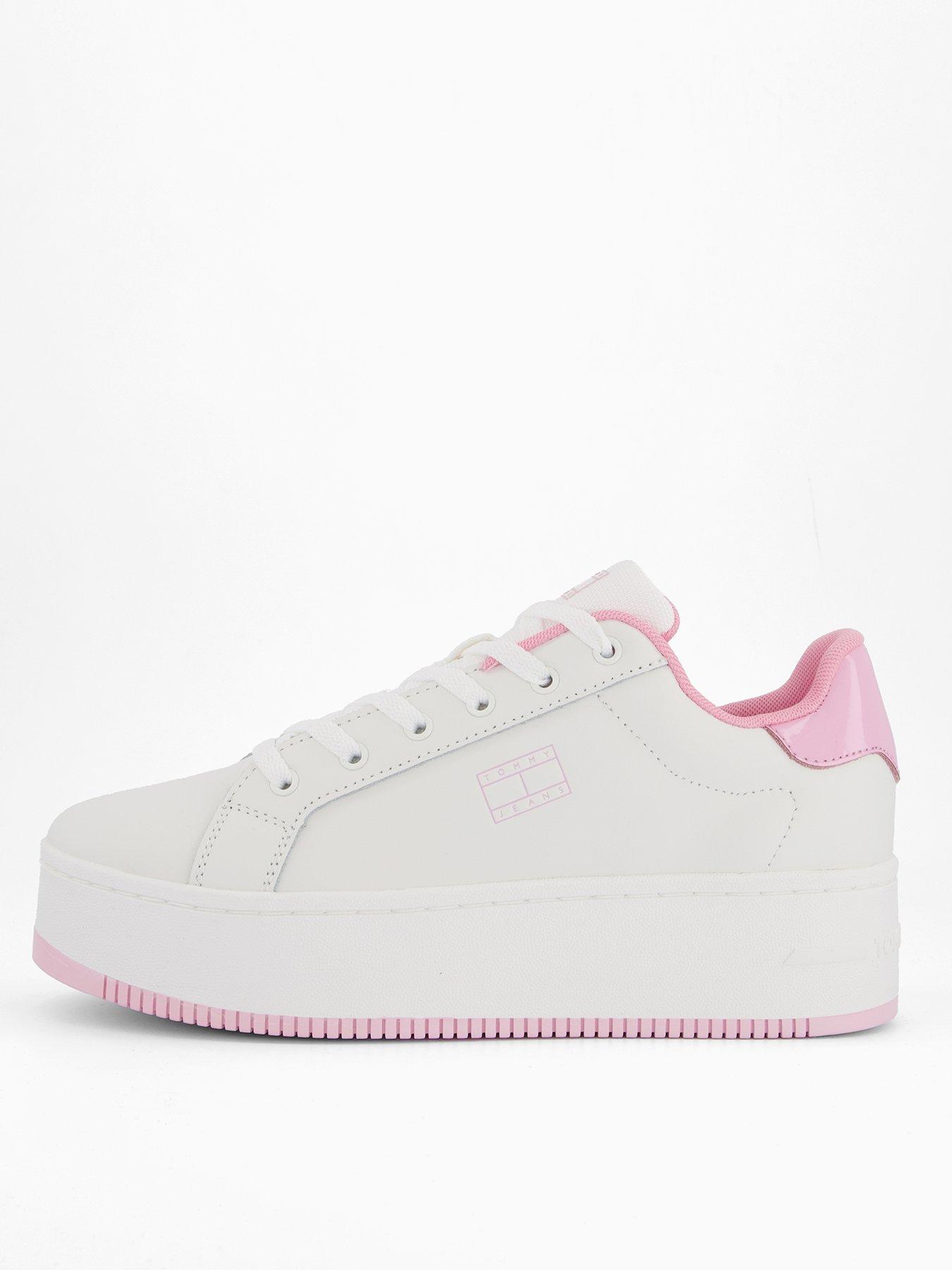 undefined Jean Platform Sneakers - Ecru/ Pink