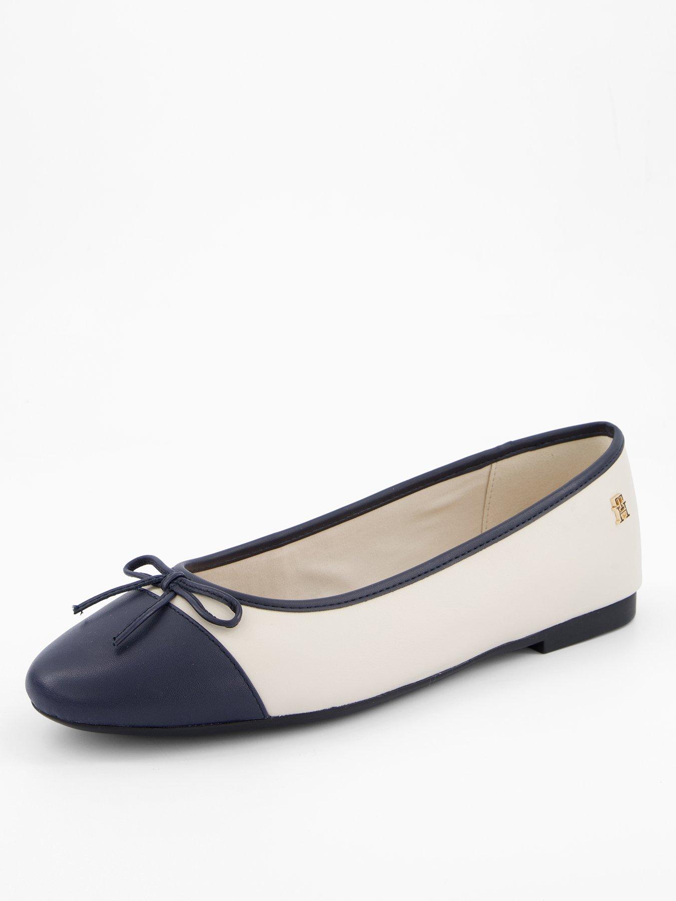 undefined Leather Ballerina Shoe - Newsprint Beige