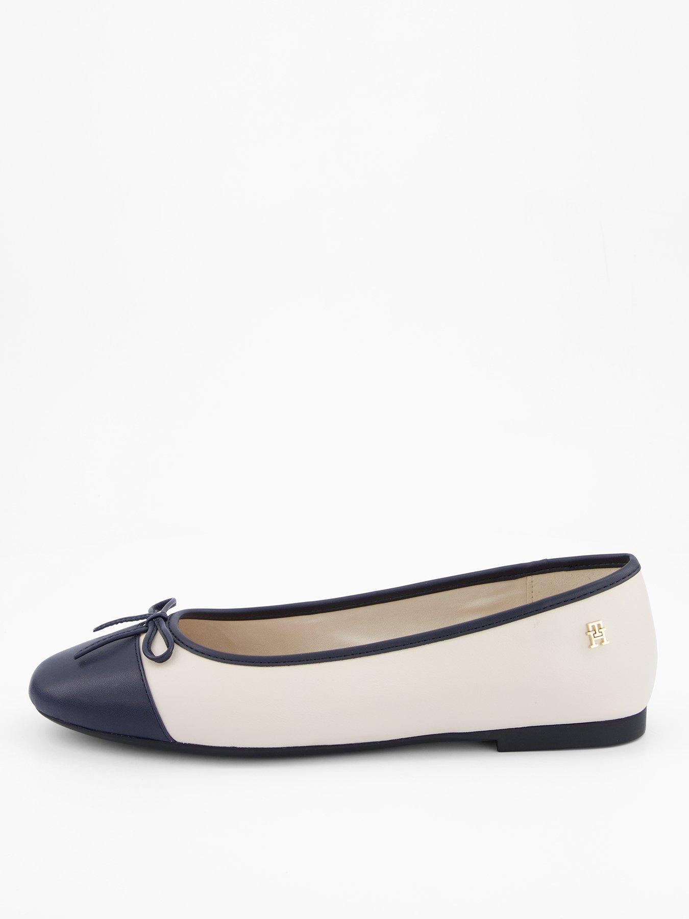 Image 2 of 6 of Tommy Hilfiger Leather Ballerina Shoe - Newsprint Beige