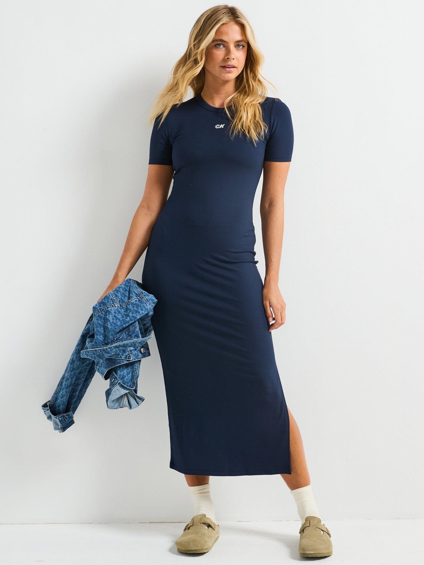 Calvin Klein Jeans Short Sleeve Modal Rib Dress - Black