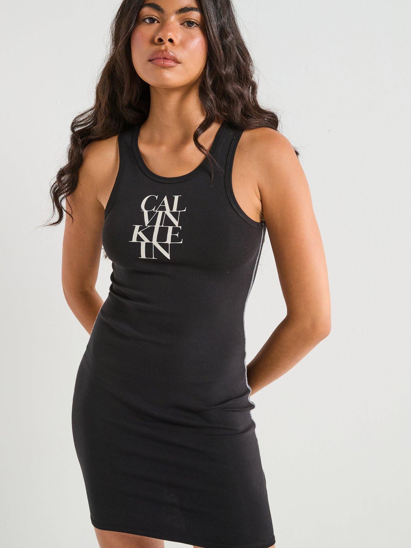 Calvin Klein Long Cotton Tank Dress Ribbed Cotton Maxi T-shirt