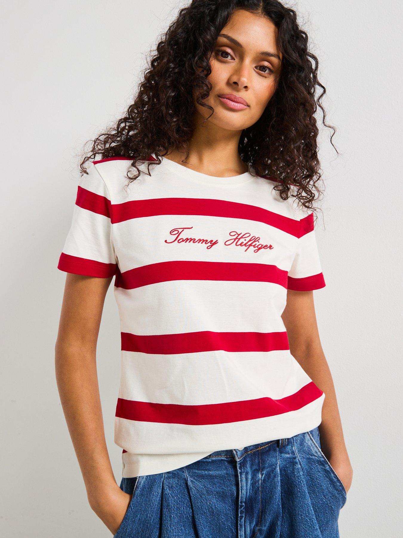 undefined Logo Embroidery Crew Neck T-Shirt - Red