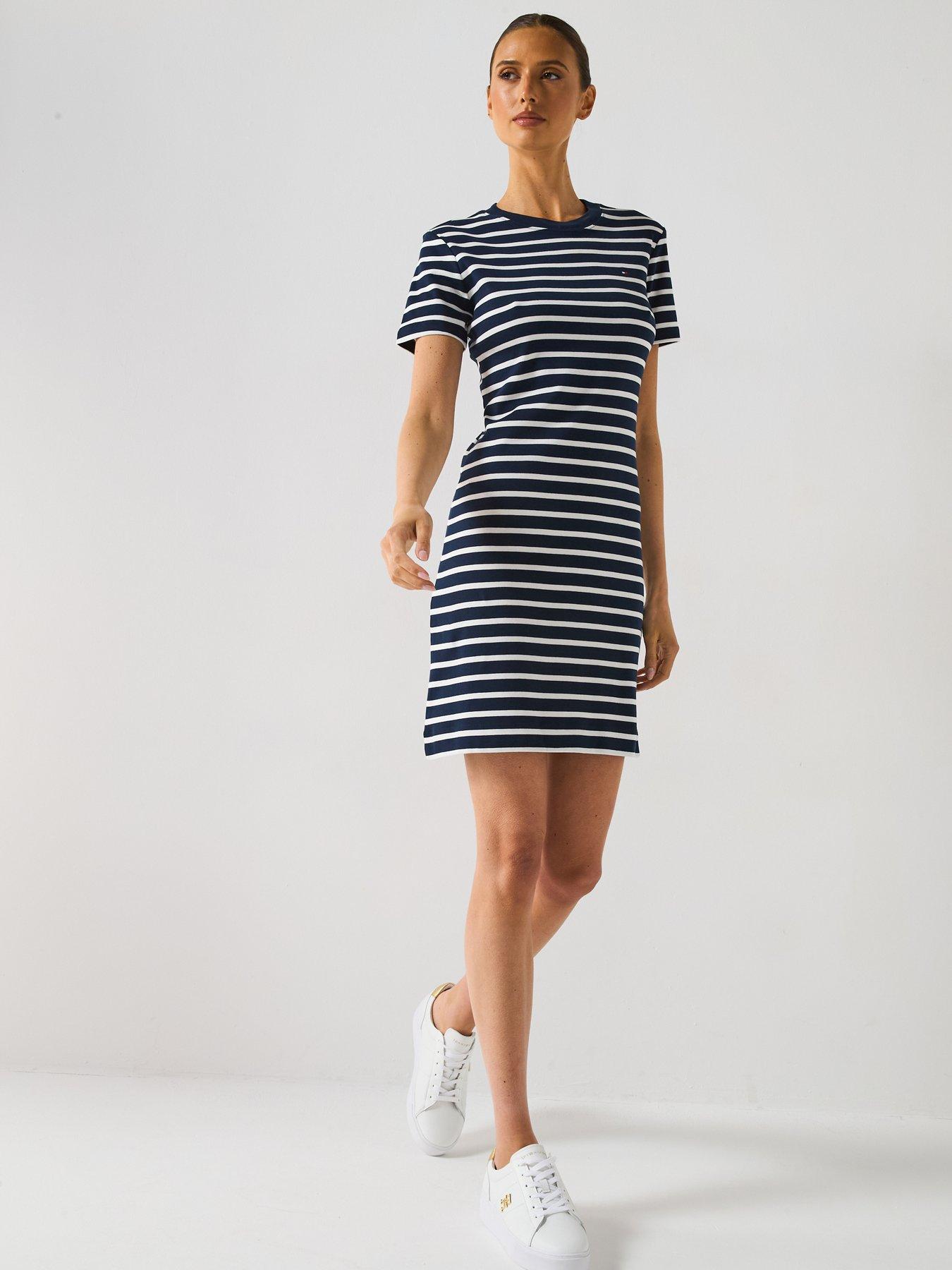 Tommy Hilfiger Cody Straight Slim Short Sleeve Dress, Navy, Size L, Women
