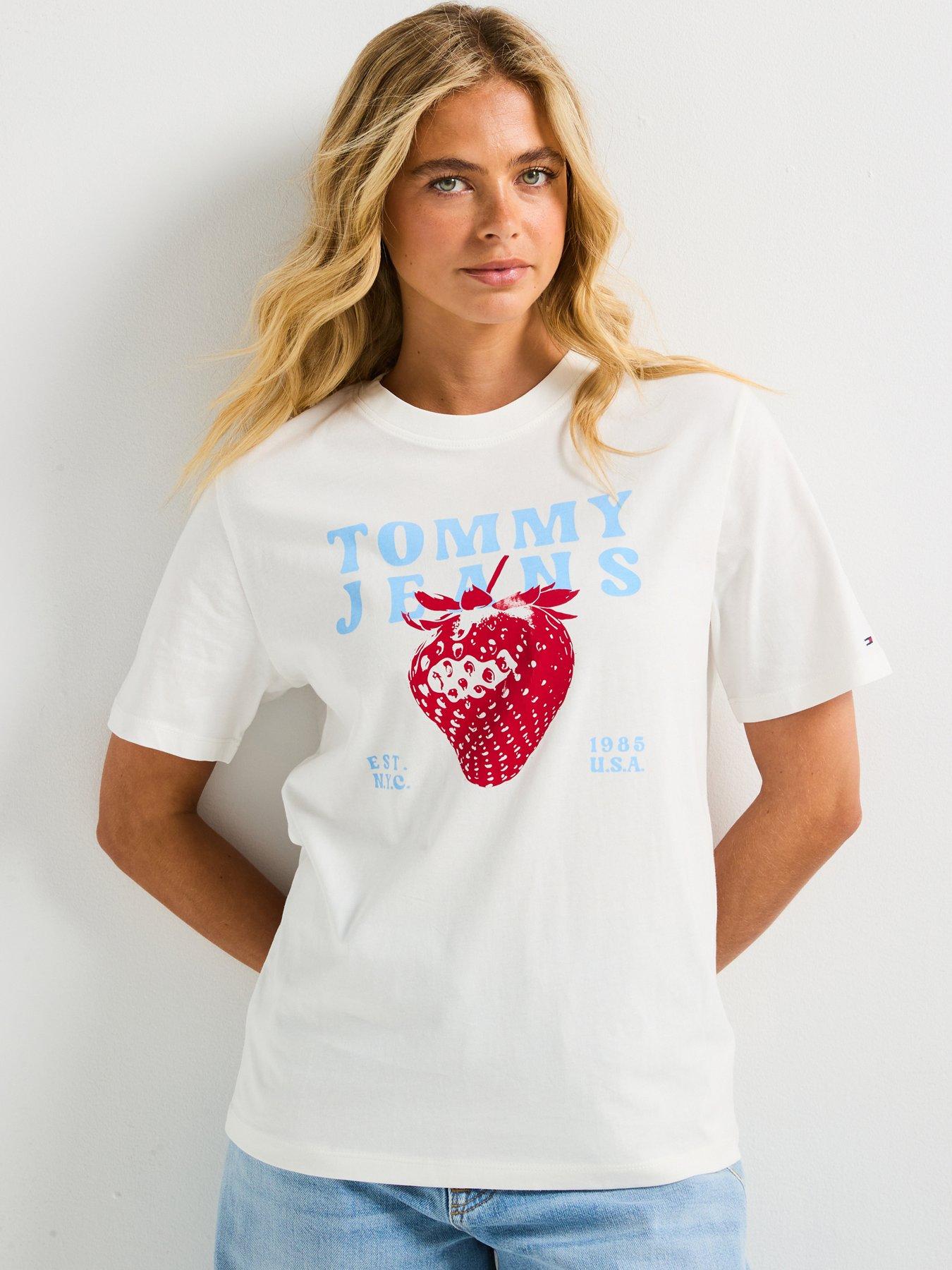 Tommy Jeans Relaxed Fit Strawberry Tee White Very