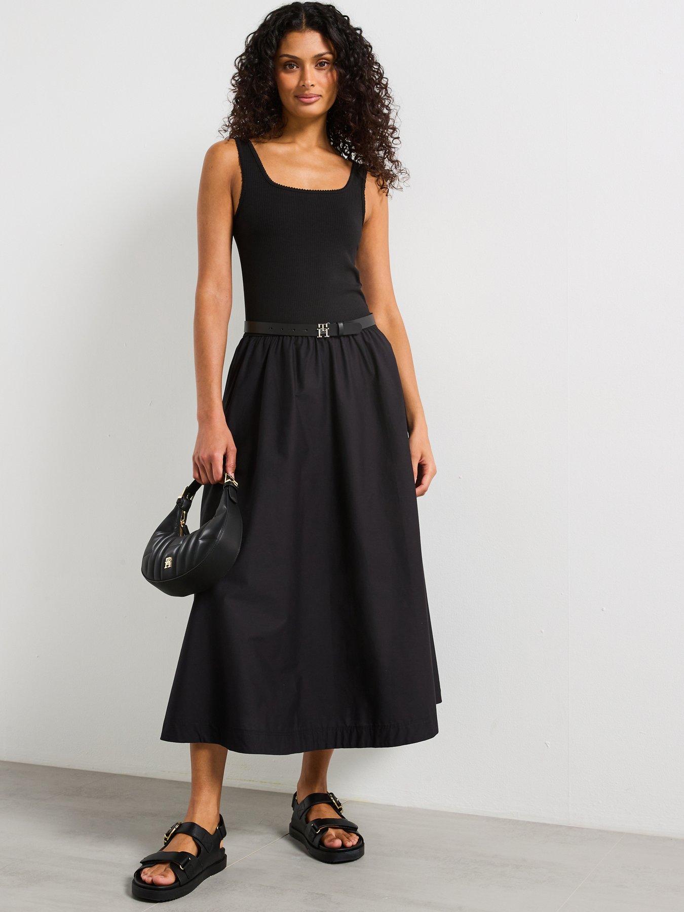 undefined Slim Fit Midi Dress - Black