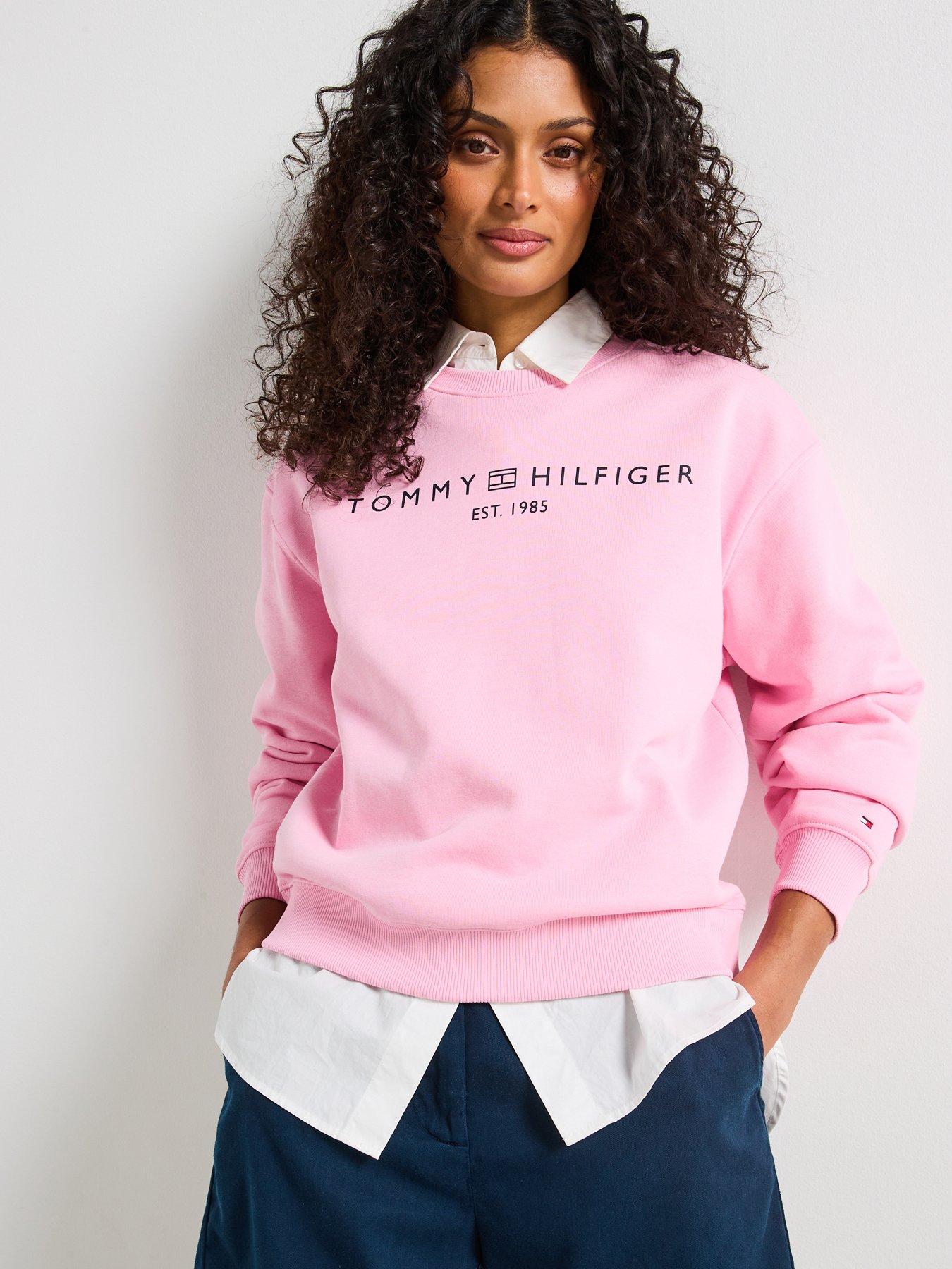undefined Logo Crew Neck Fleece Sweatshirt - Pink