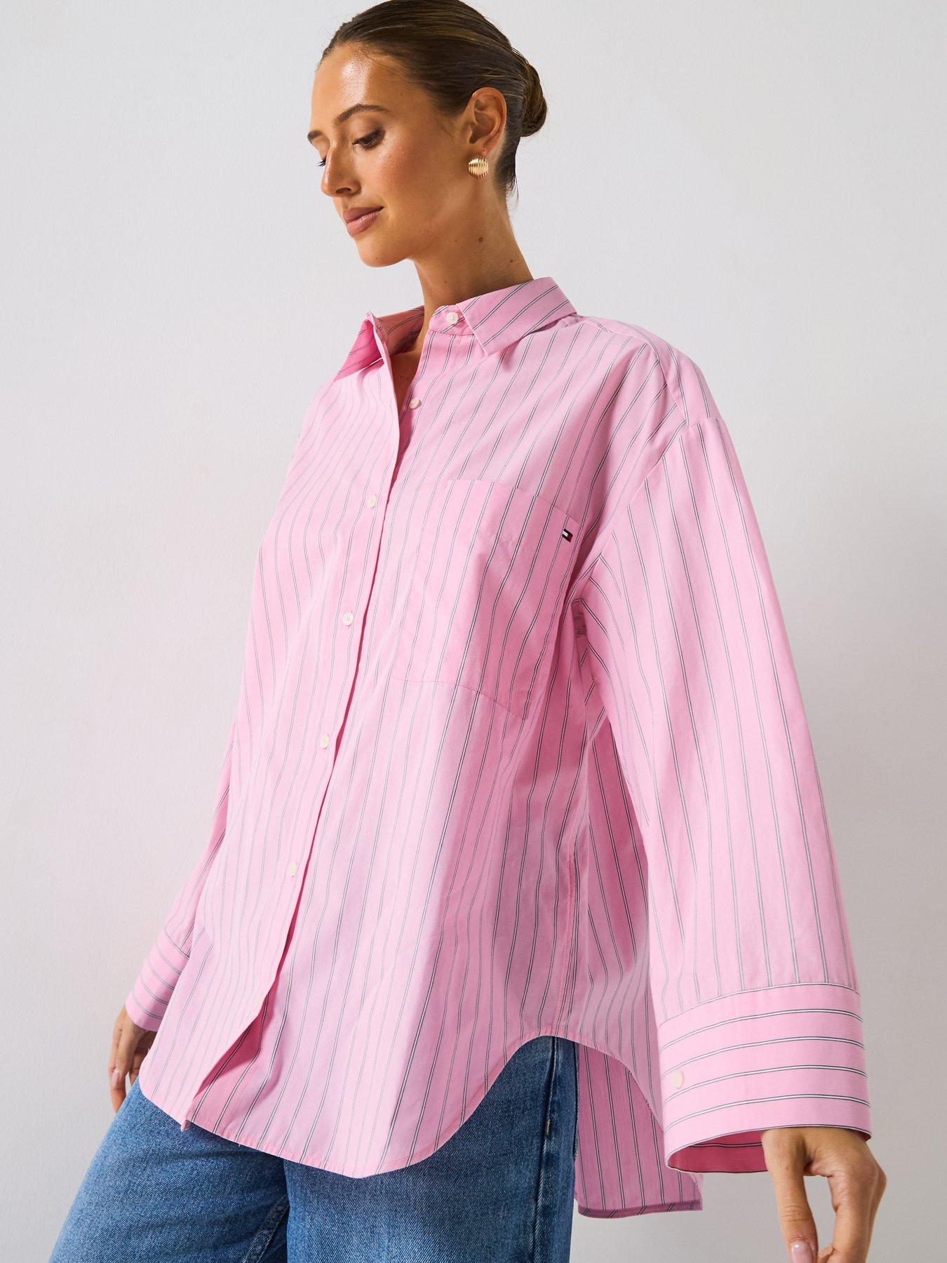 undefined Oversized Fit Adjustable Cuffs Poplin Shirt - Pink