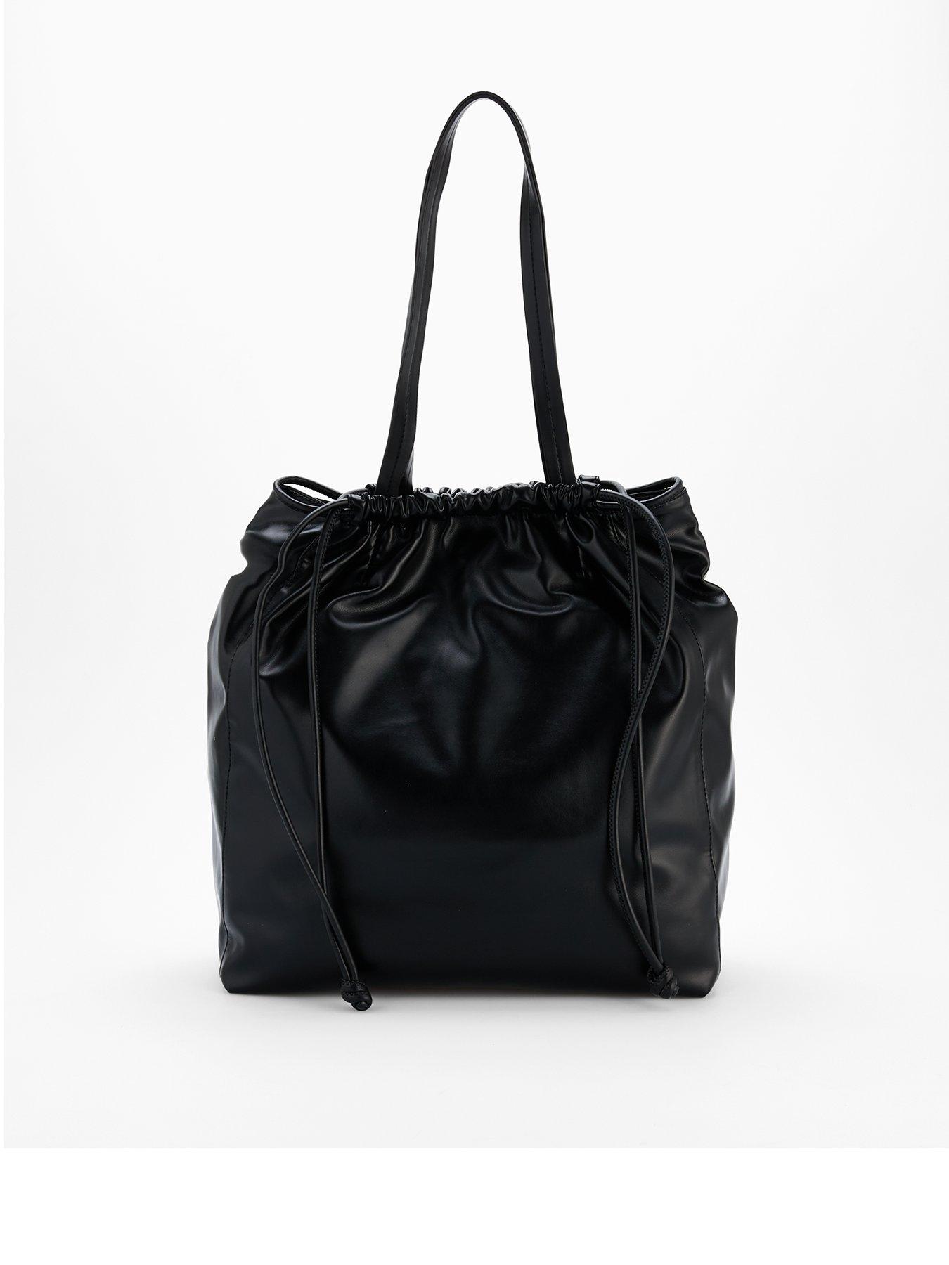 undefined Drawstring Tote & Black