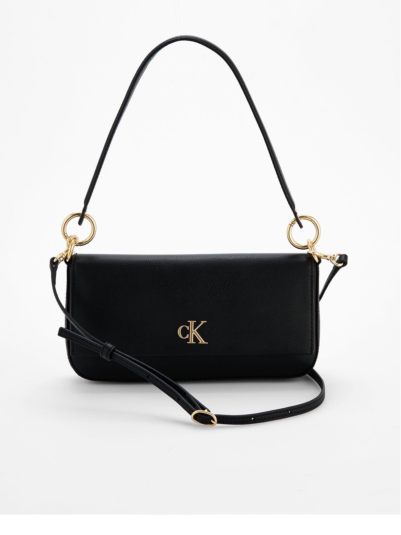 undefined Monogram Shoulder Pouch With Attachable Strap & Black
