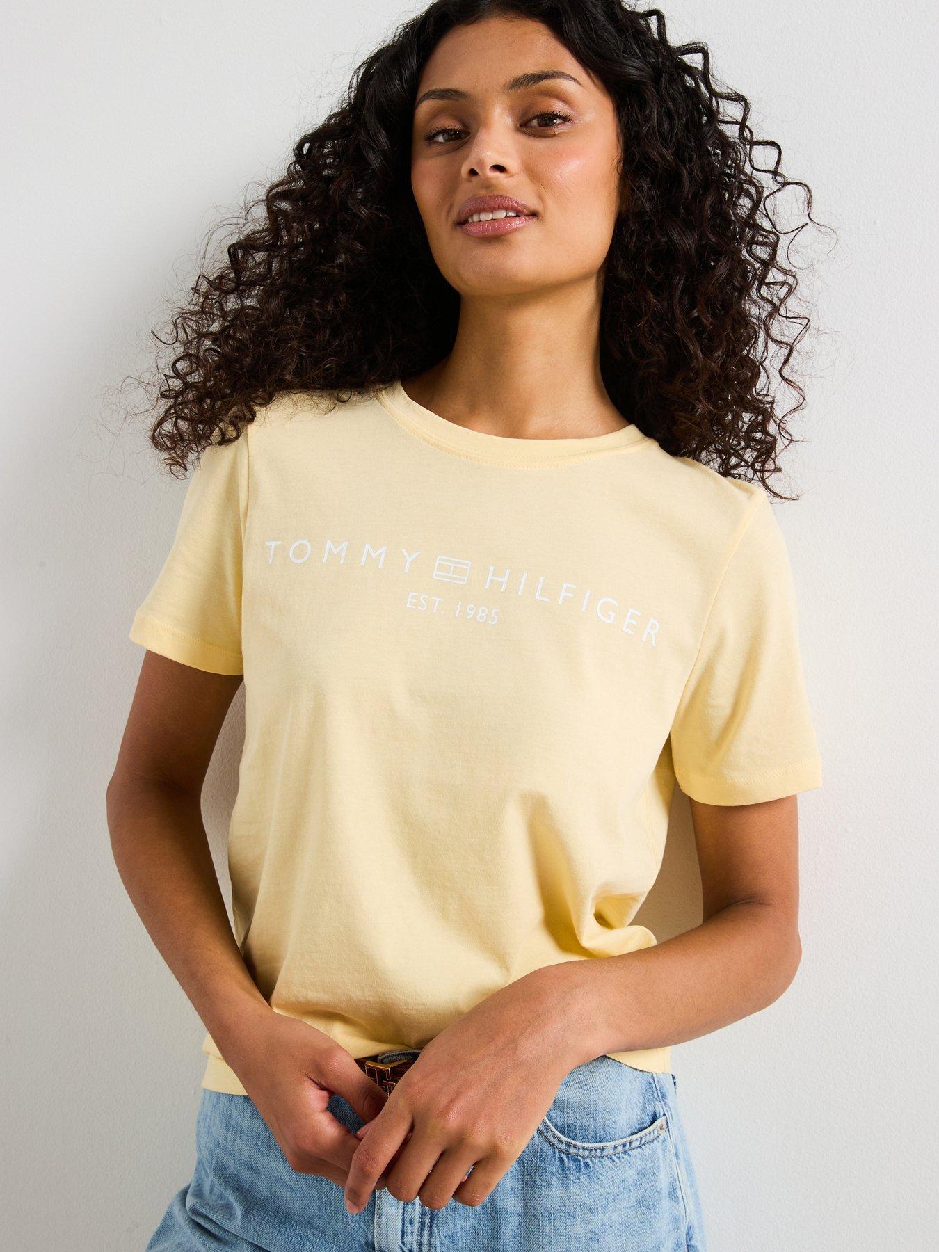 Tommy Hilfiger Logo Crew Neck T-Shirt Yellow Very