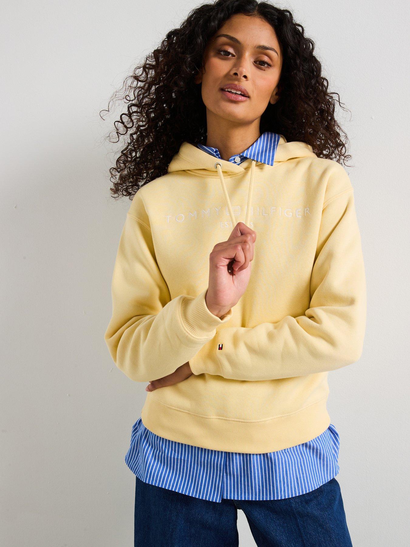 undefined Logo Fleece Drawstring Hoody - Yellow