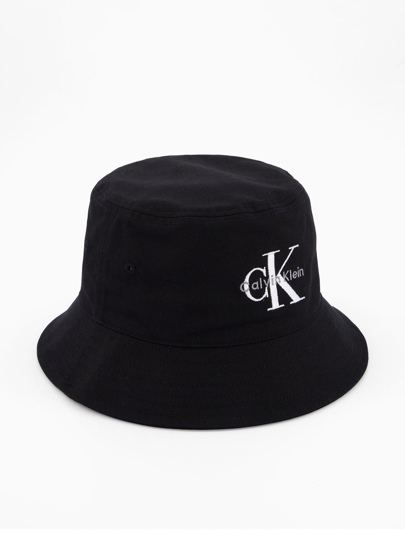 undefined Monogram Logo Embroidery Bucket Hat & Black