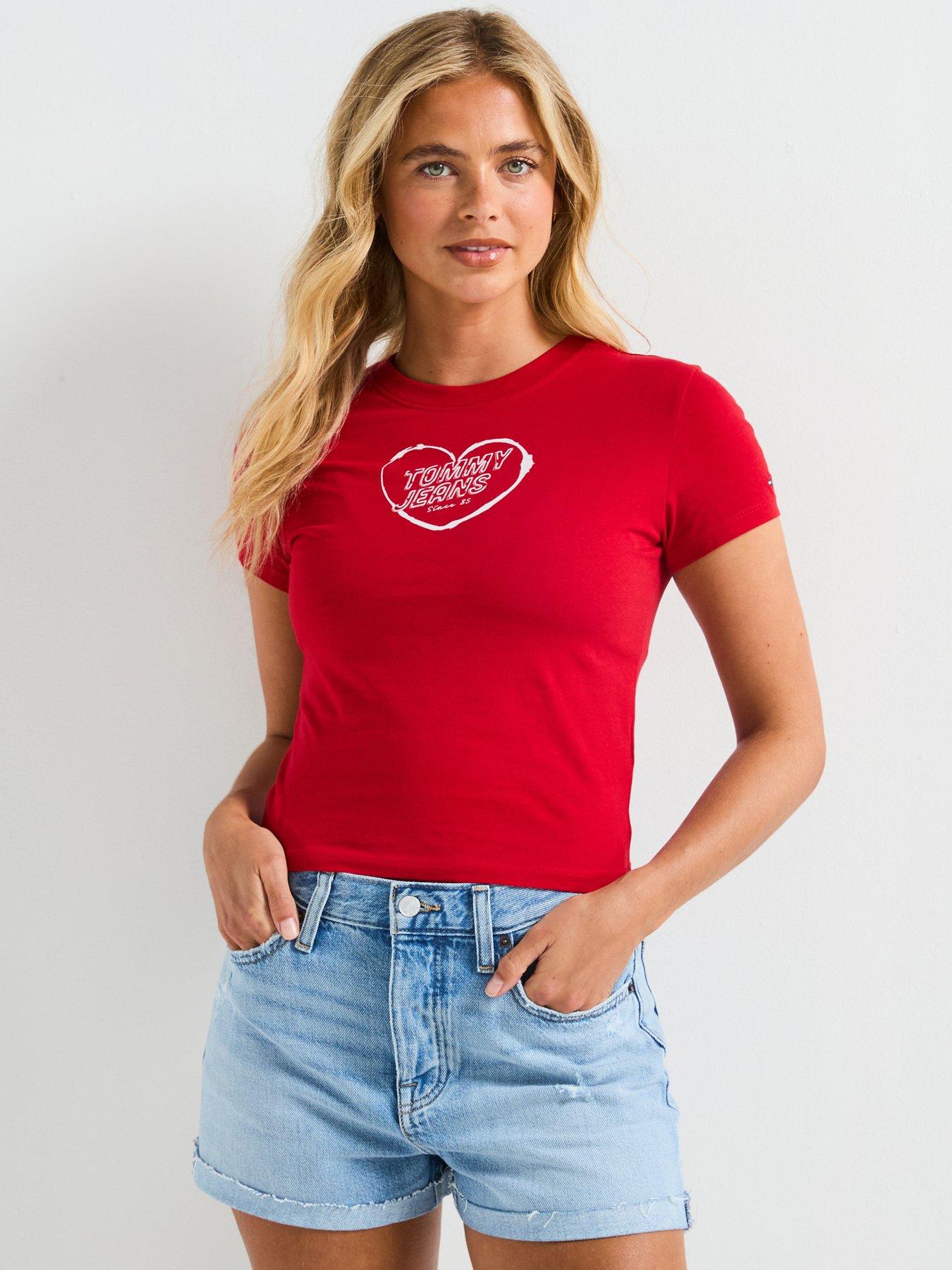 undefined Slim Heart Graphic T-Shirt - Red