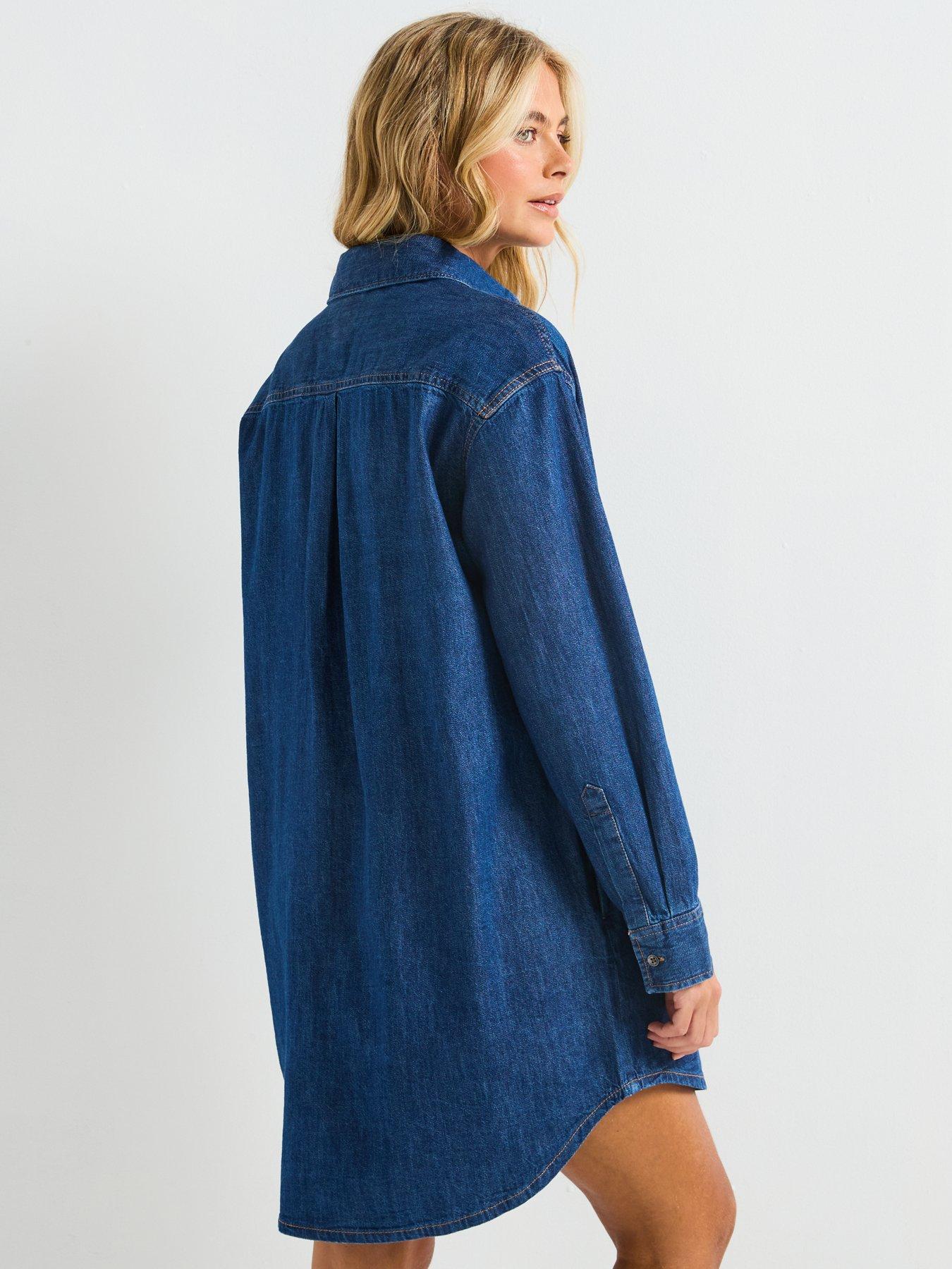 Image 2 of 6 of Tommy Jeans Relaxed Shirt Dress - Blue