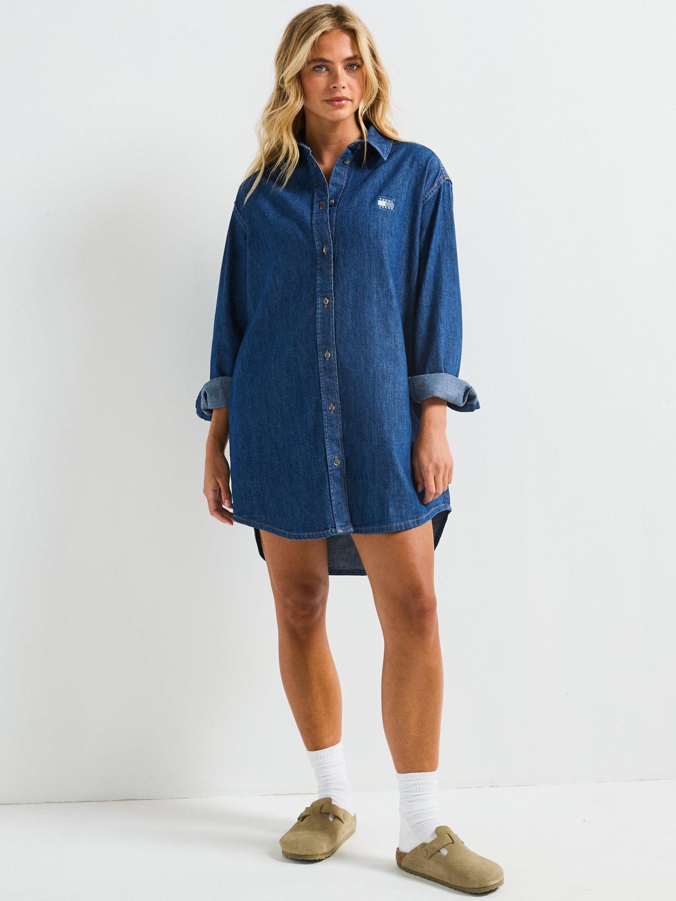 Image 3 of 6 of Tommy Jeans Relaxed Shirt Dress - Blue