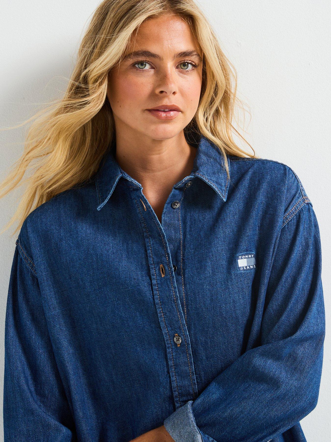 Image 4 of 6 of Tommy Jeans Relaxed Shirt Dress - Blue