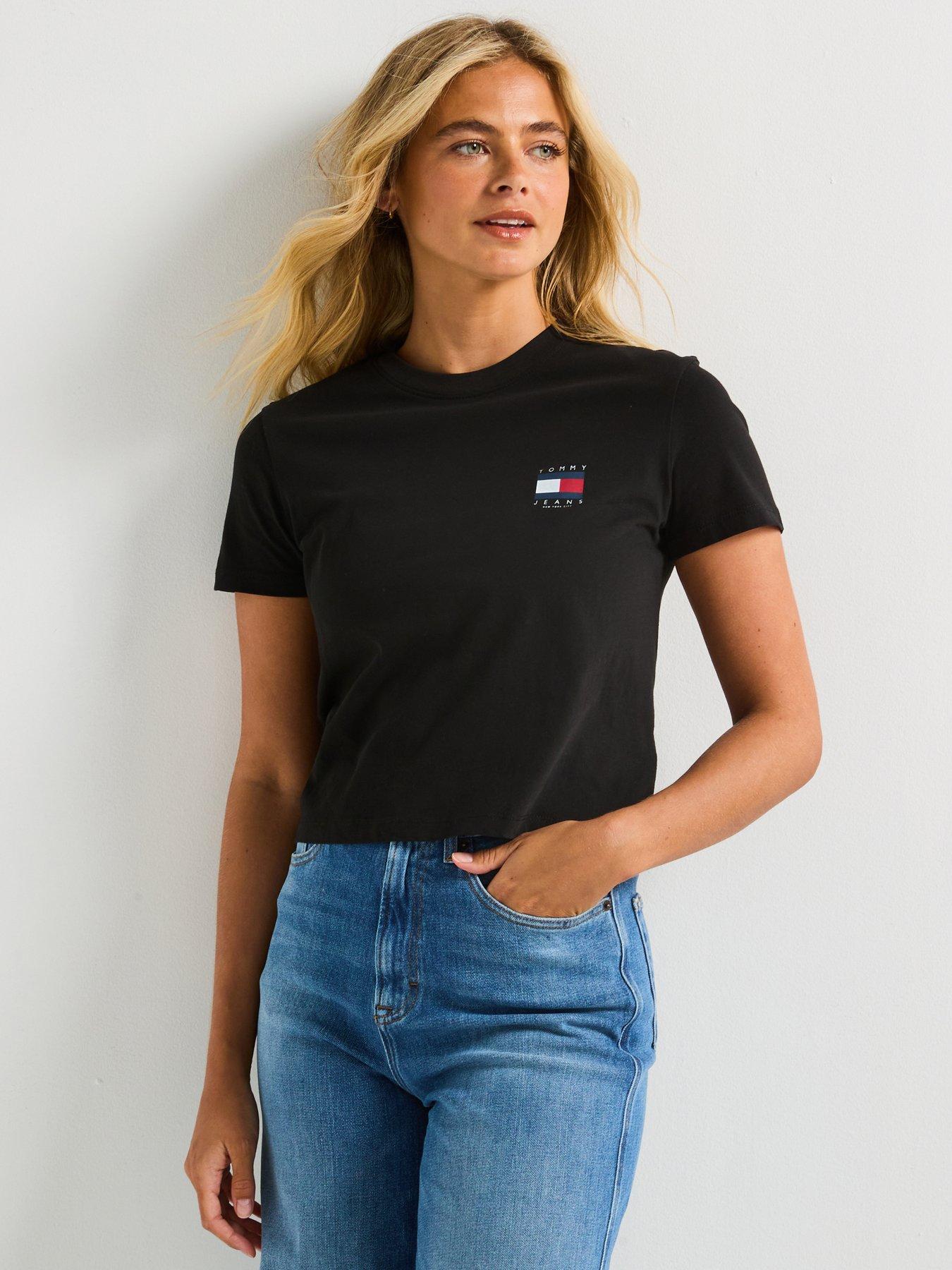 Tommy Jeans Us Flag Short Sleeve T-Shirt - Black