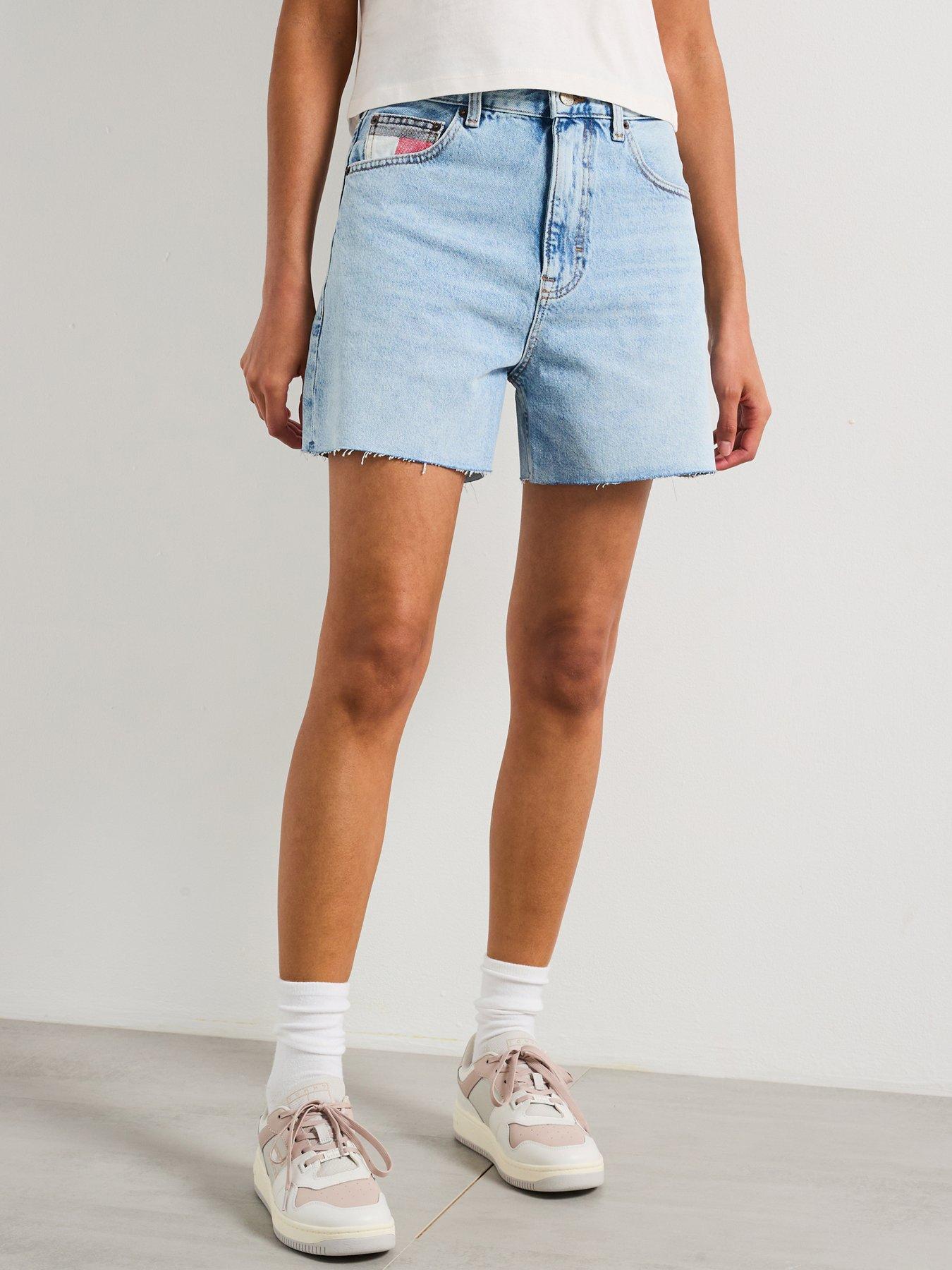 undefined Mom Fit Denim Shorts - Blue