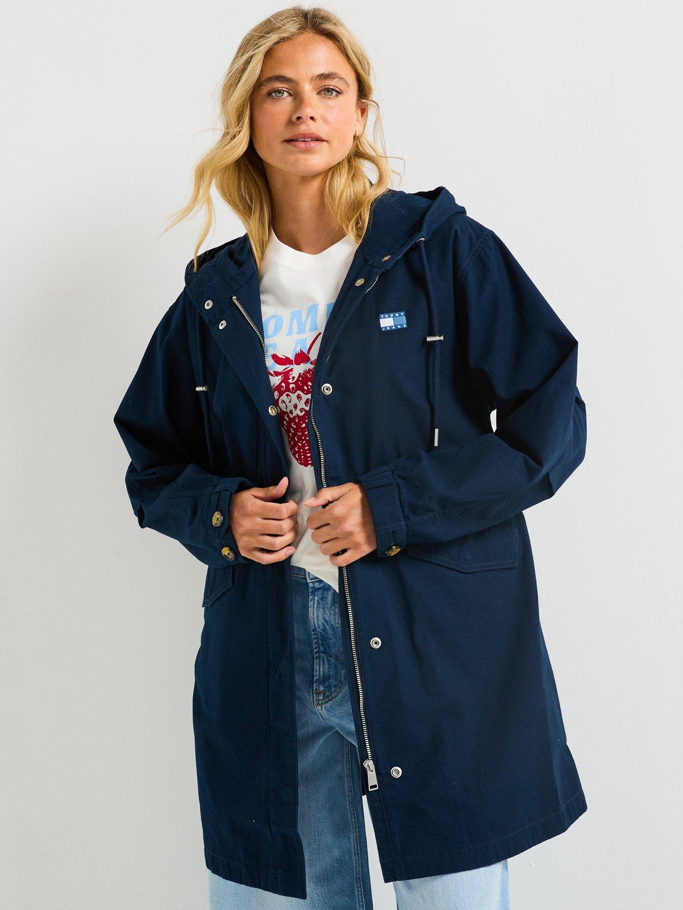 Image 1 of 6 of Tommy Jeans Tjw Badge Waisted Midi Coat - Navy