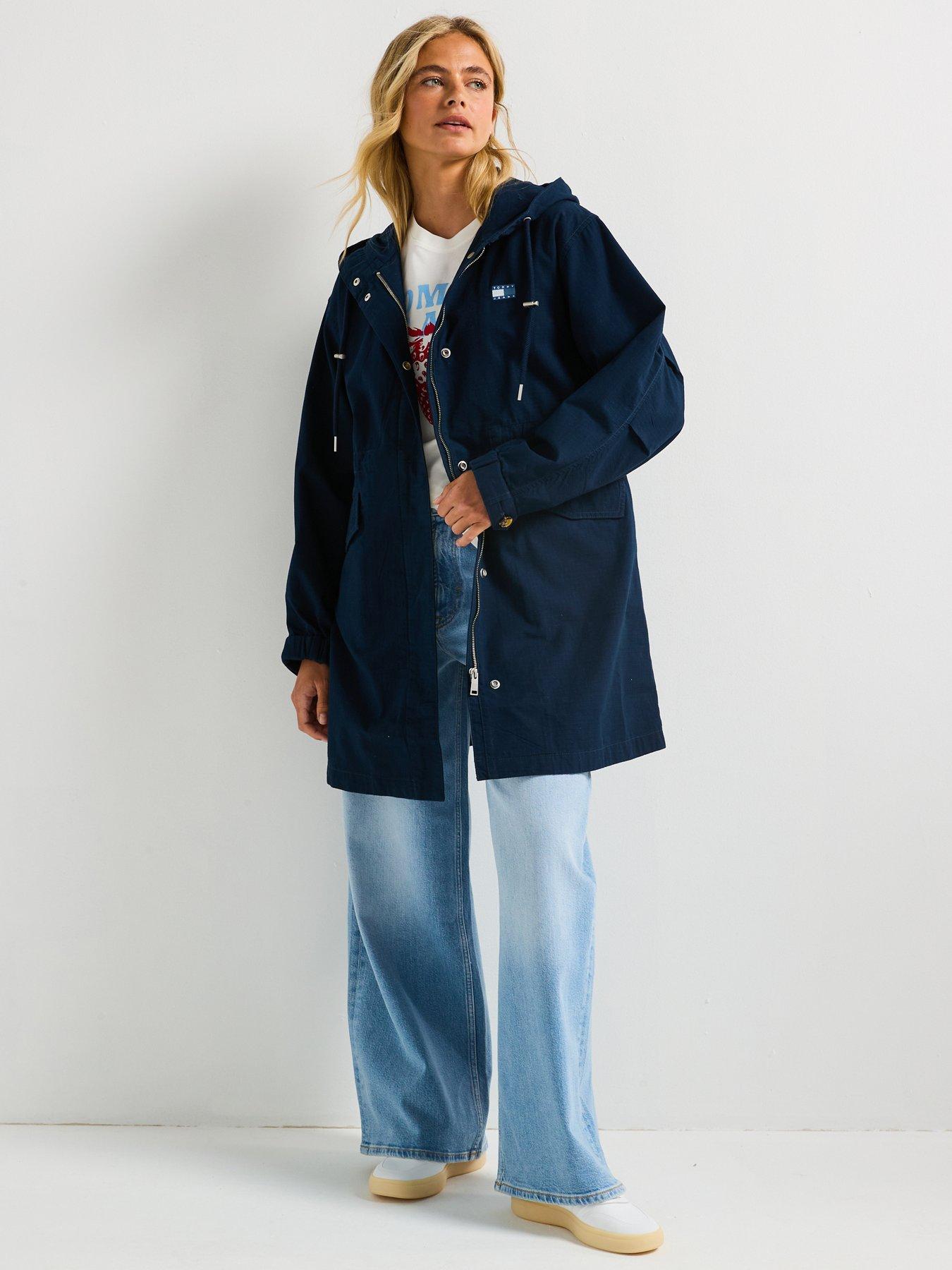 Image 3 of 6 of Tommy Jeans Tjw Badge Waisted Midi Coat - Navy