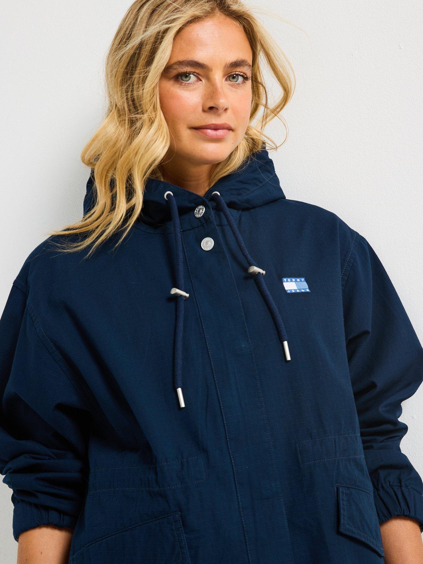 Image 4 of 6 of Tommy Jeans Tjw Badge Waisted Midi Coat - Navy