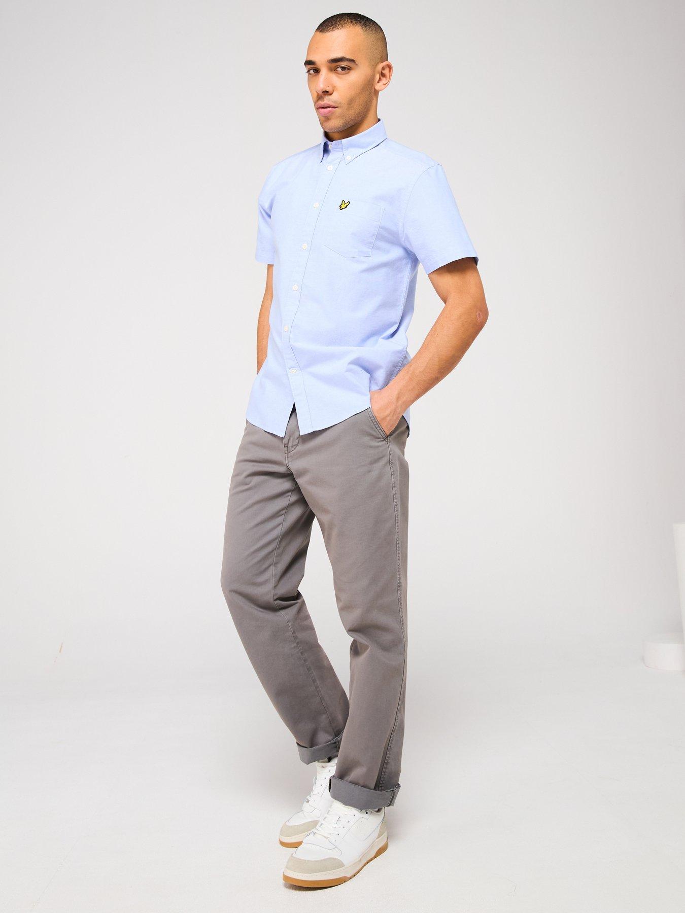 Image 3 of 5 of Lyle & Scott Oxford Short Sleeve Shirt - Light Blue