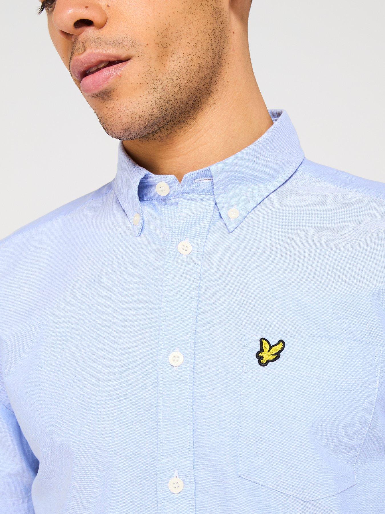 Image 4 of 5 of Lyle & Scott Oxford Short Sleeve Shirt - Light Blue