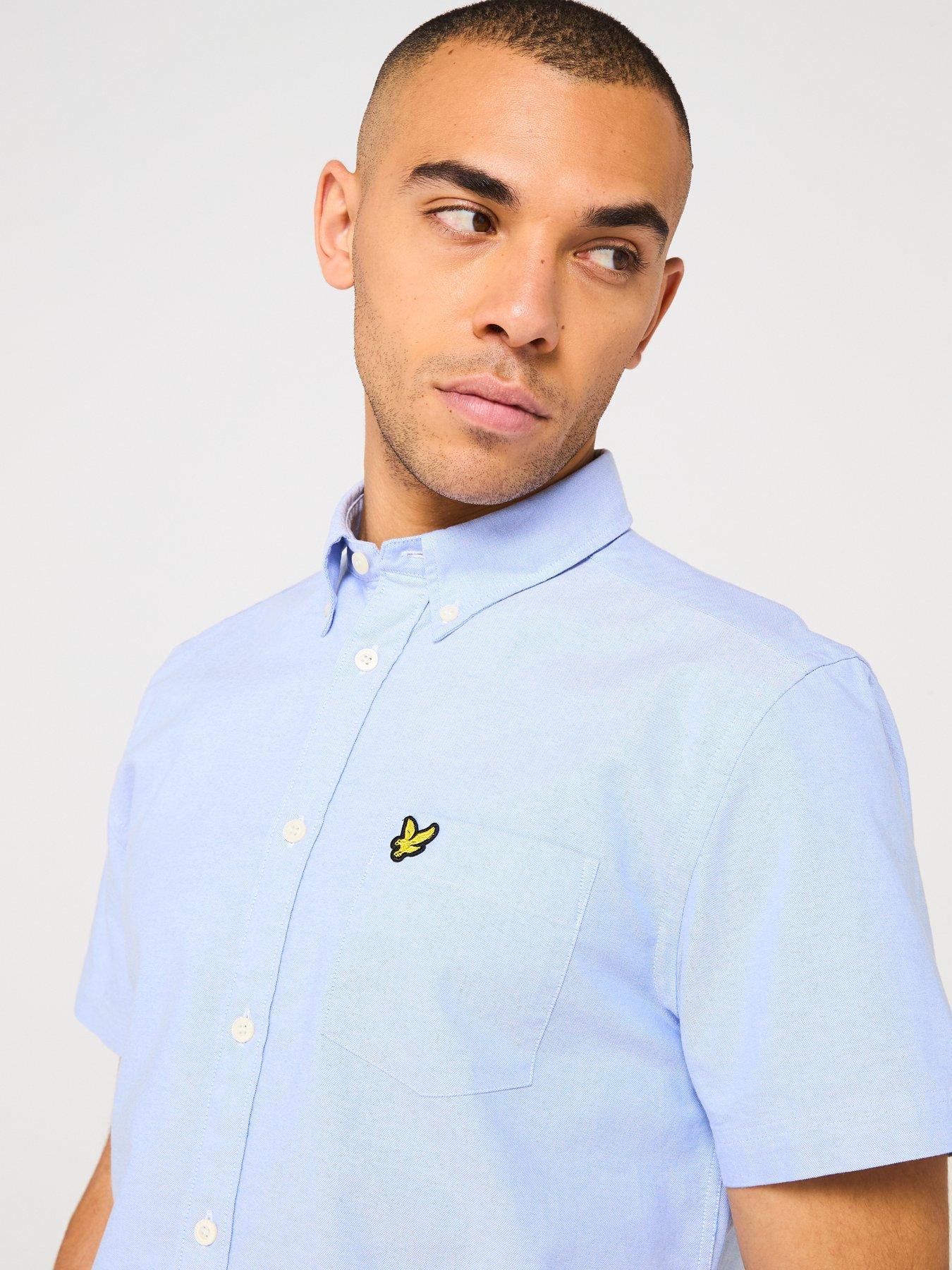 Image 5 of 5 of Lyle & Scott Oxford Short Sleeve Shirt - Light Blue