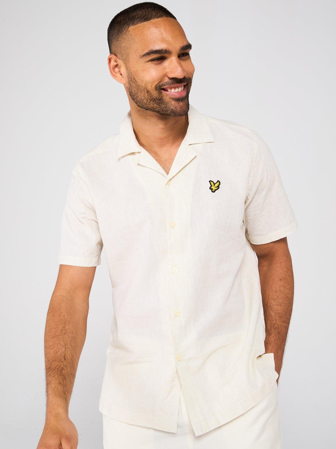 undefined Linen Blend Oxford Revere Shirt - Off White