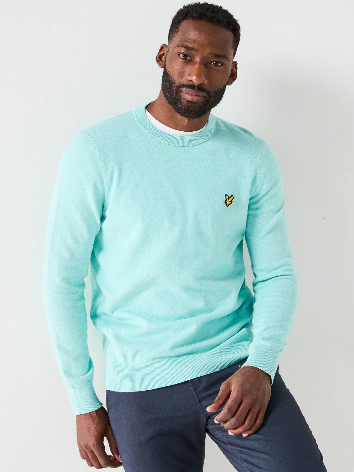 undefined Cotton Crew Neck Knitted Jumper - Blue
